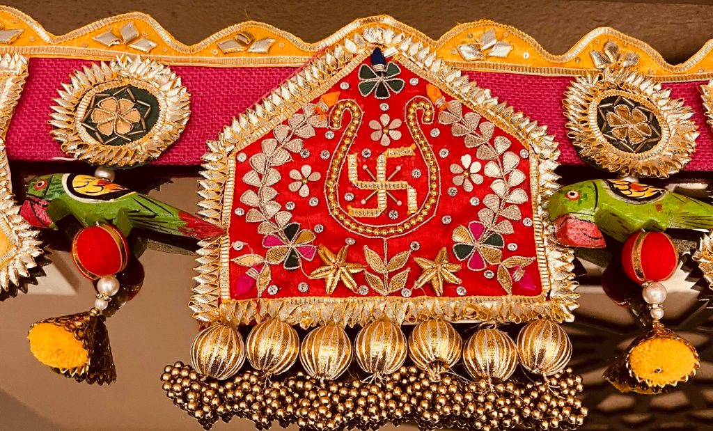 Beautifully Handcrafted Heavy Designer Floral Bandarwal Toran in Swastik Theme For Diwali Grah Pravesh Festival Wedding Home Decoration