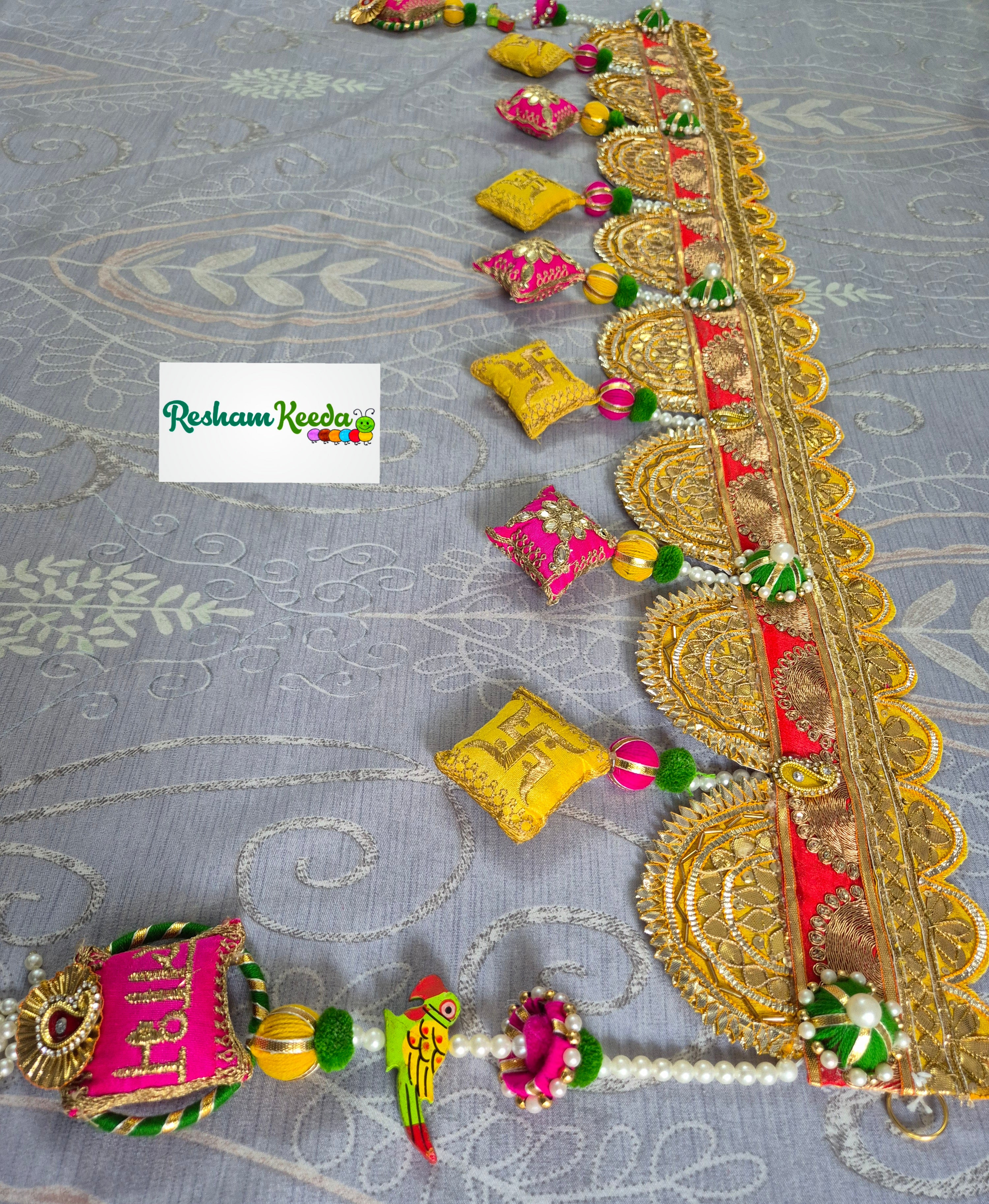 Beautiful Heavy Looking Traditional Gota Patti Shubh Labh Swastik Toran Bandarwal Banfhanwar For Diwali Festival Door Home Decoration Grah Pravesh House Warming and Gifting