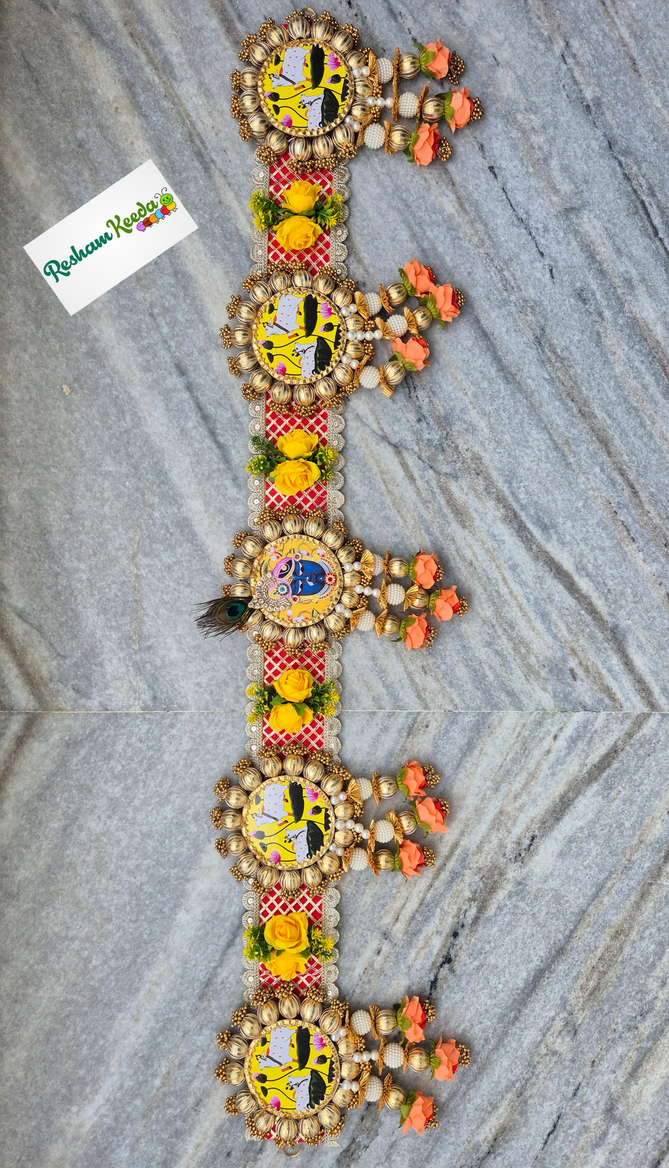 Beautiful Cow Srinathji Designer Floral Bandarwal Bandhanwar Toran For Wedding Diwali Navratri Festival Home Decoration Grah Pravesh House Warming Gifting