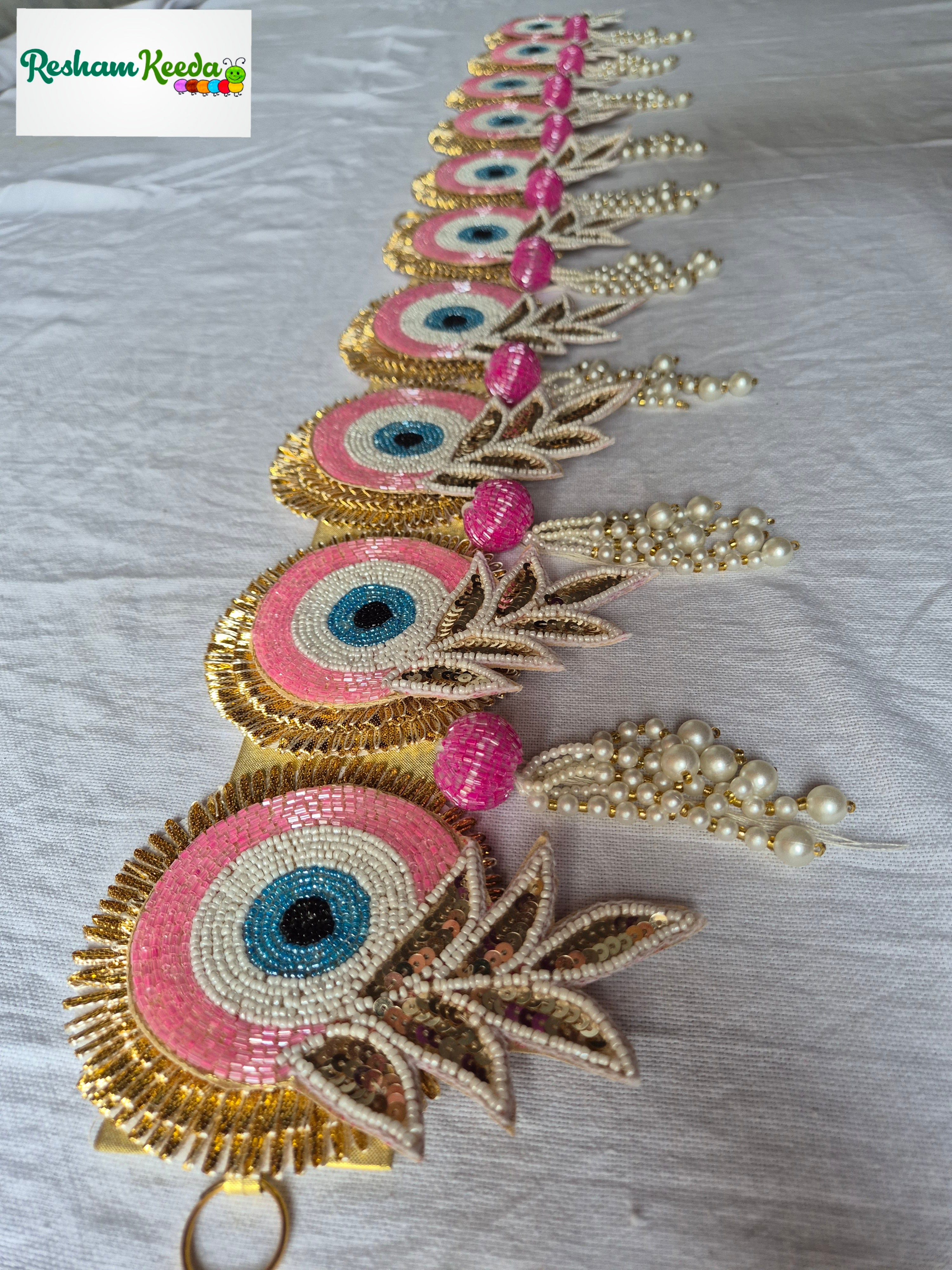 Beautifully Handcrafted Heavy Designer  Evil Eye Bandarwal Toran For Diwali Grah Pravesh House Warming Wedding Festival Home Decoration and Gifting (Pink)