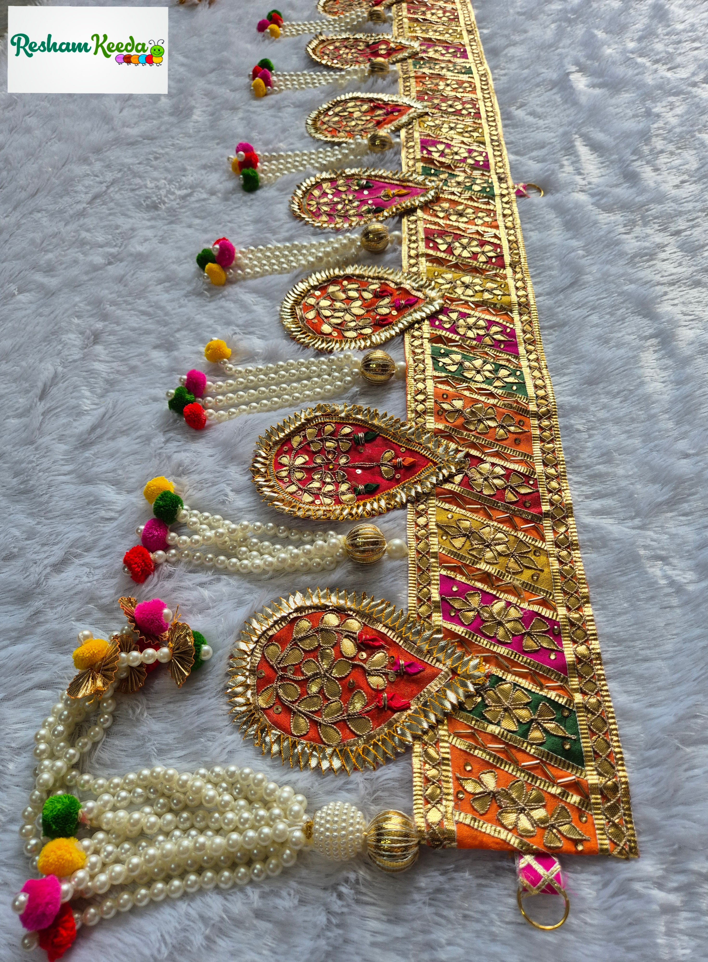 Beautiful Handwork Premium Traditional Gota Patti Bandarwal Toran Bandhanwar with Tussels For Diwali Festival Door Home Decoration Grah Pravesh Rakshabandhan and Wedding