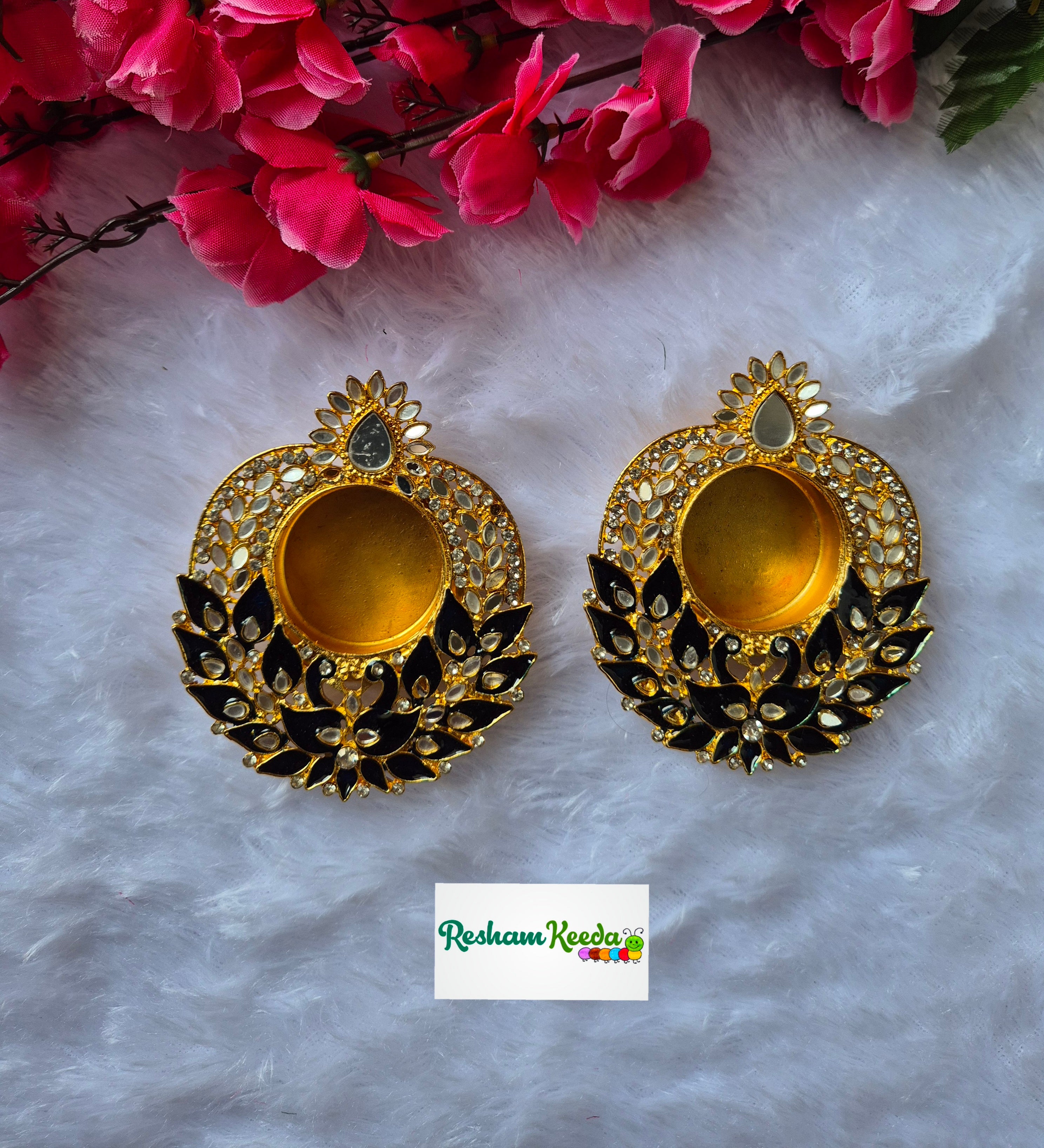 Premium Quality Metal Peacock Deepak Diya Tlight Holder Perfect for Gifting Return Favors Giveaways and Home Decoration on Diwali Ganesh Utsav House Warming Wedding Teej and Other Events (Set of 2)