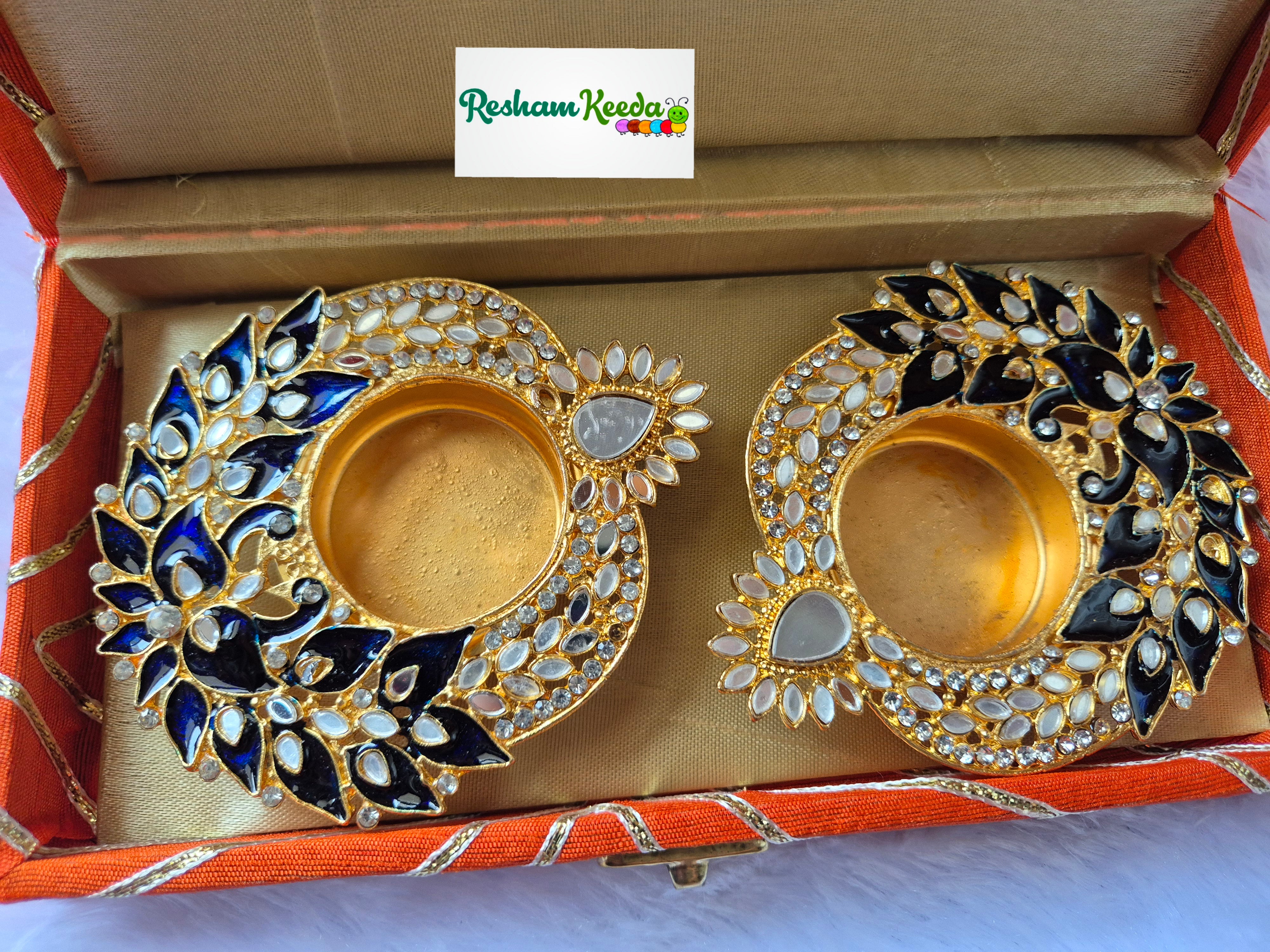 Premium Quality Metal Peacock Deepak Diya Tlight Holders in Beautiful Box Combo Perfect for Gifting Return Favors Giveaways on Diwali Ganesh Utsav House Warming Wedding Teej and Other Events