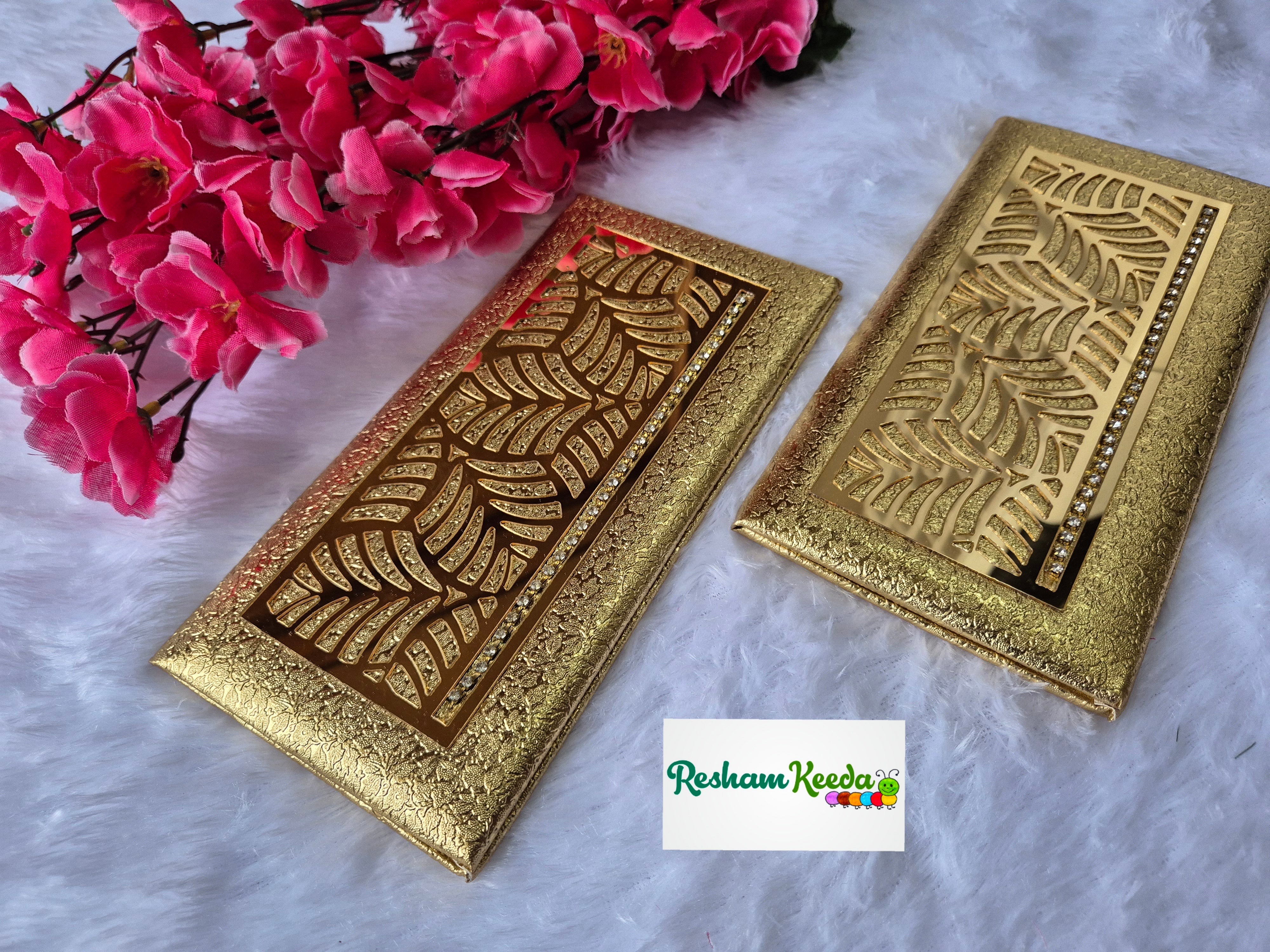 Budget Friendly Premium Looking Shagun Milni Cash Envelopes Lifafa in Golden Finish For Diwali Festival Wedding Return Favours Gifting (Pack of 2)