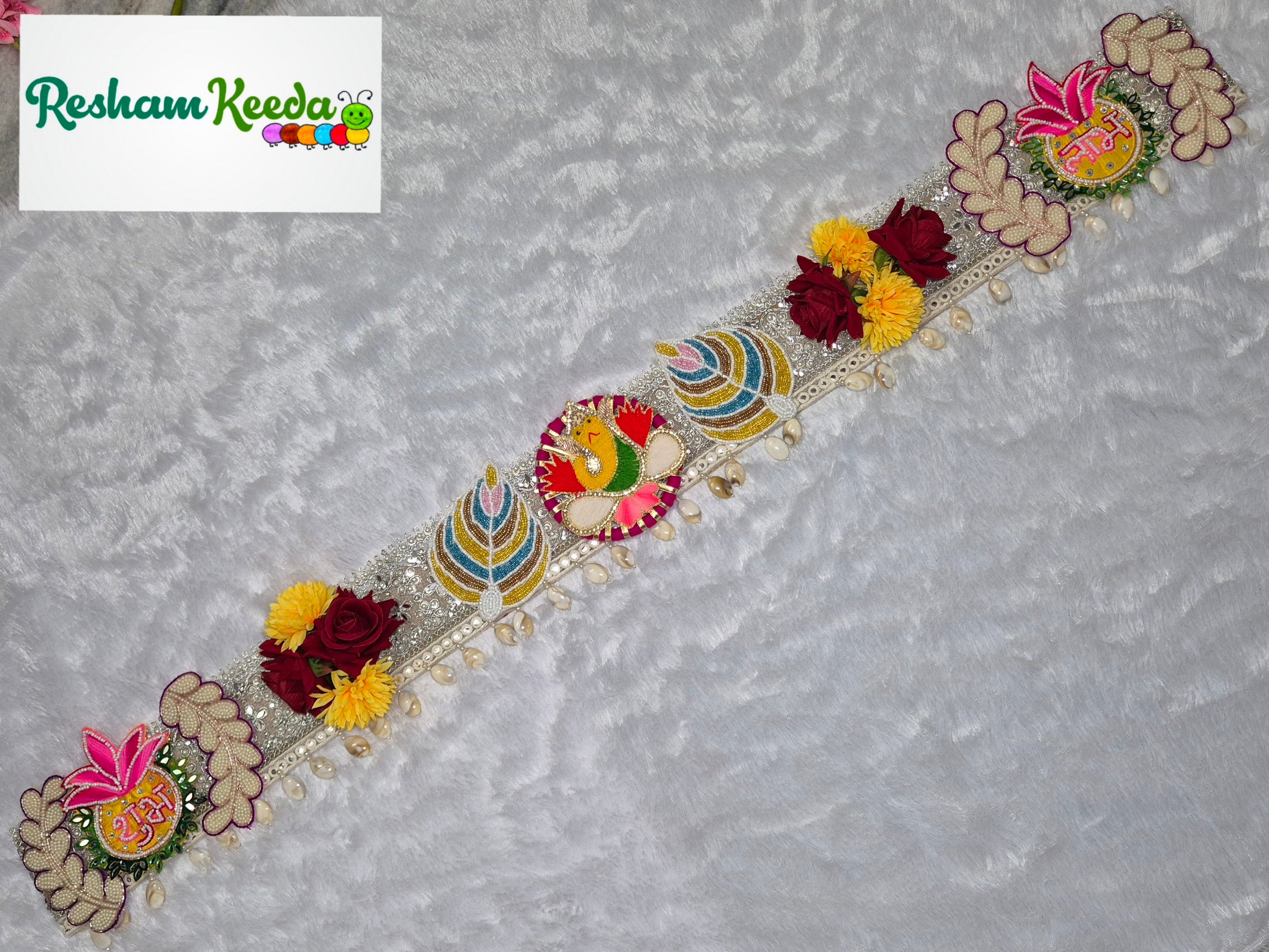 Beautifully Handcrafted Designer Ganpati Ganesh Ji Floral Shubh Labh Bandarwal Toran Bandhanwar For Diwali Navratri Ganesh Utsav Grah Pravesh House Warming Wedding Festival Home Decoration