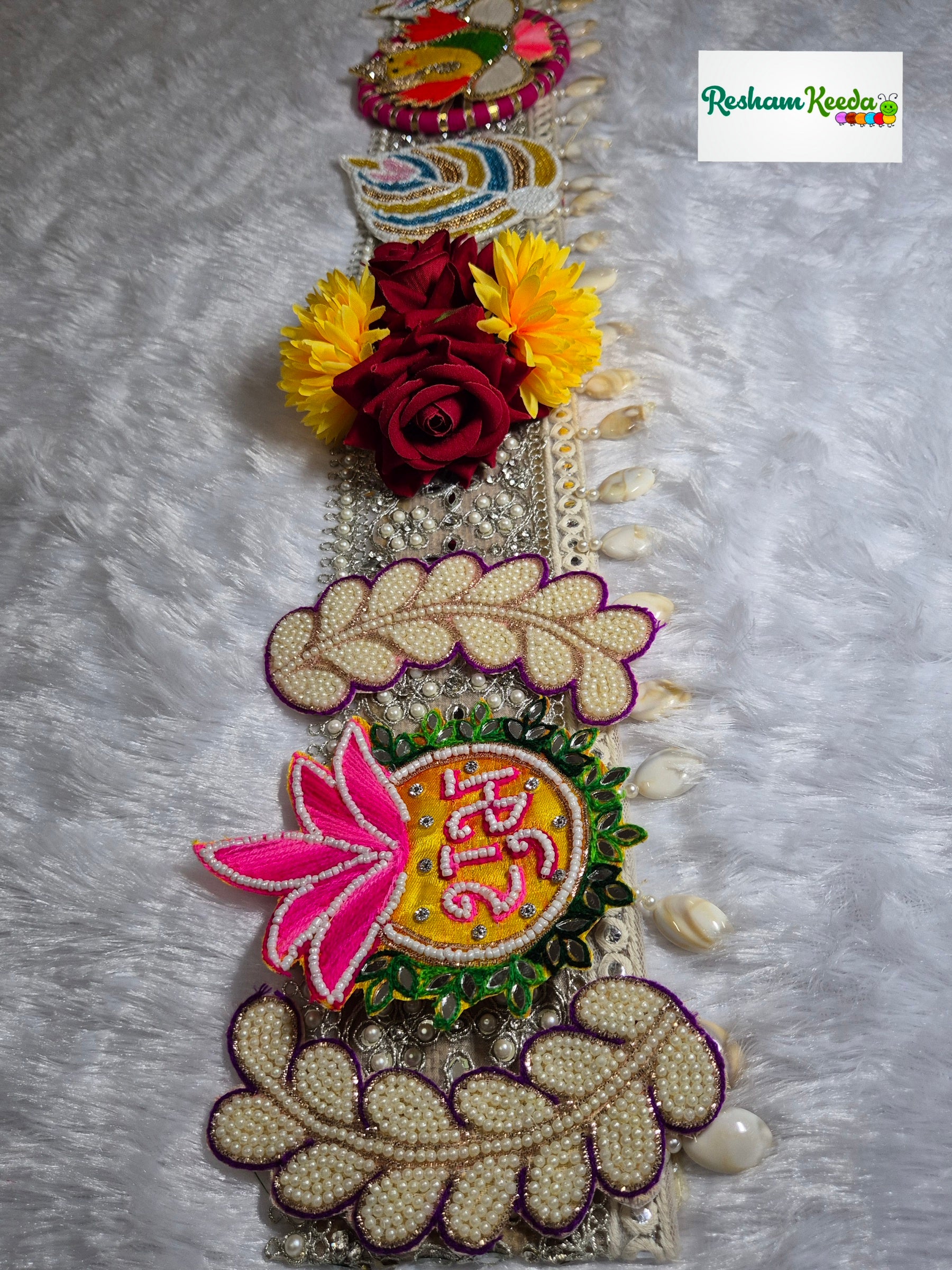 Beautifully Handcrafted Designer Ganpati Ganesh Ji Floral Shubh Labh Bandarwal Toran Bandhanwar For Diwali Navratri Ganesh Utsav Grah Pravesh House Warming Wedding Festival Home Decoration