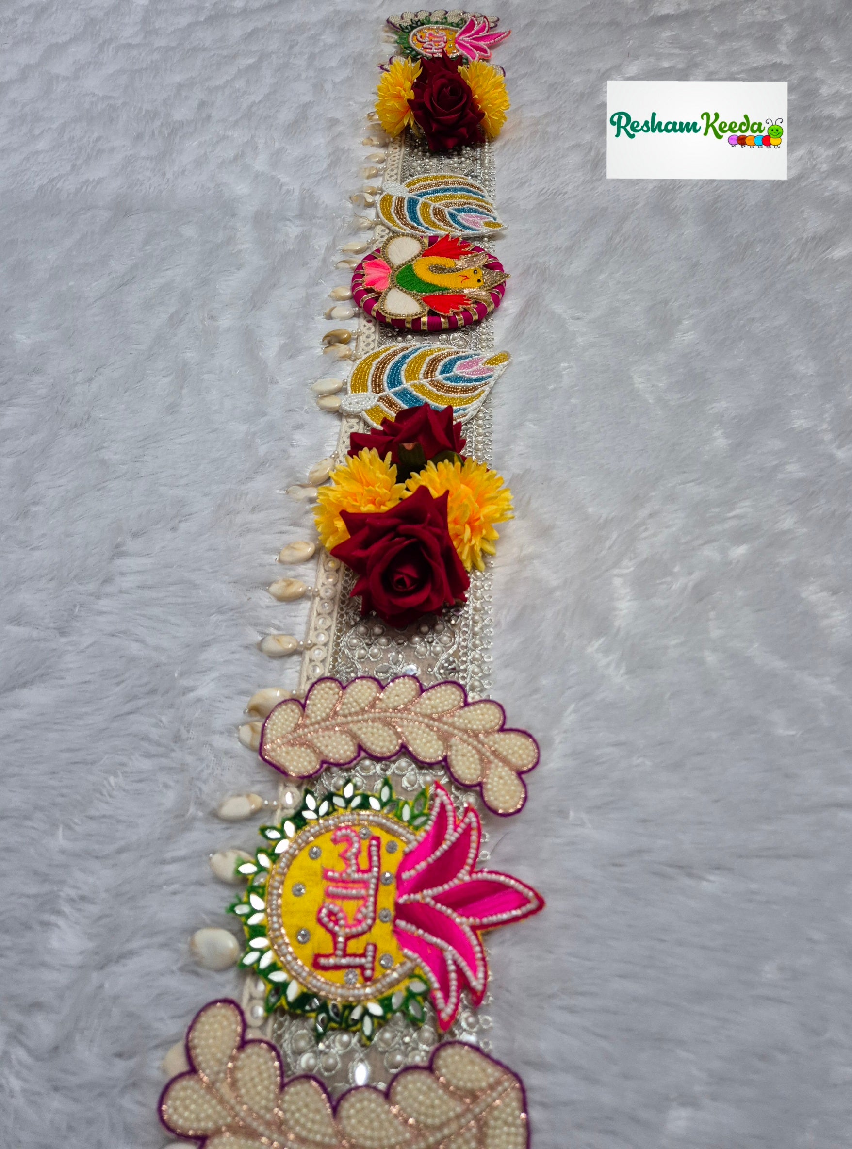 Beautifully Handcrafted Designer Ganpati Ganesh Ji Floral Shubh Labh Bandarwal Toran Bandhanwar For Diwali Navratri Ganesh Utsav Grah Pravesh House Warming Wedding Festival Home Decoration