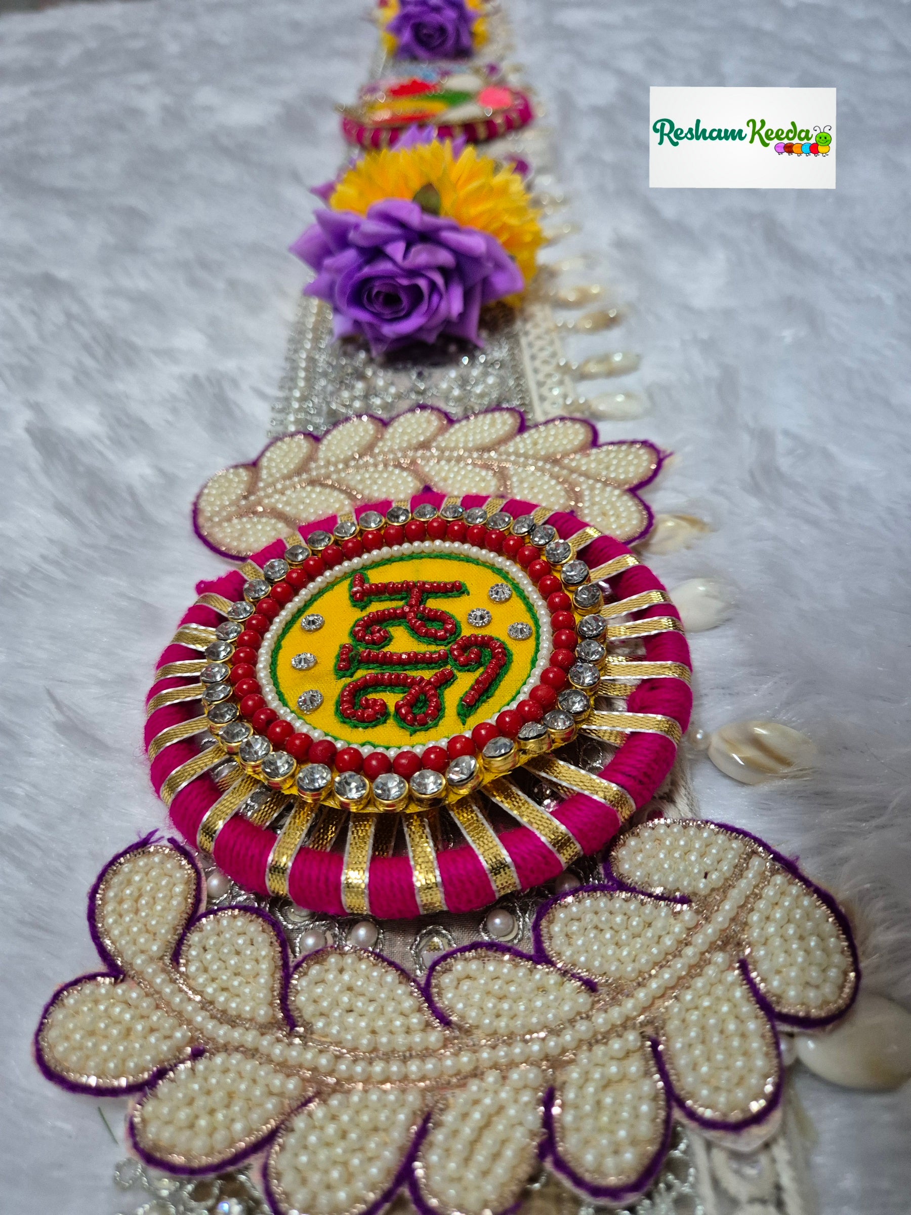 Beautifully Handcrafted Designer Ganpati Ganesh Ji Floral Shubh Labh Bandarwal Toran Bandhanwar For Diwali Navratri Ganesh Utsav Grah Pravesh House Warming Wedding Festival Home Decoration