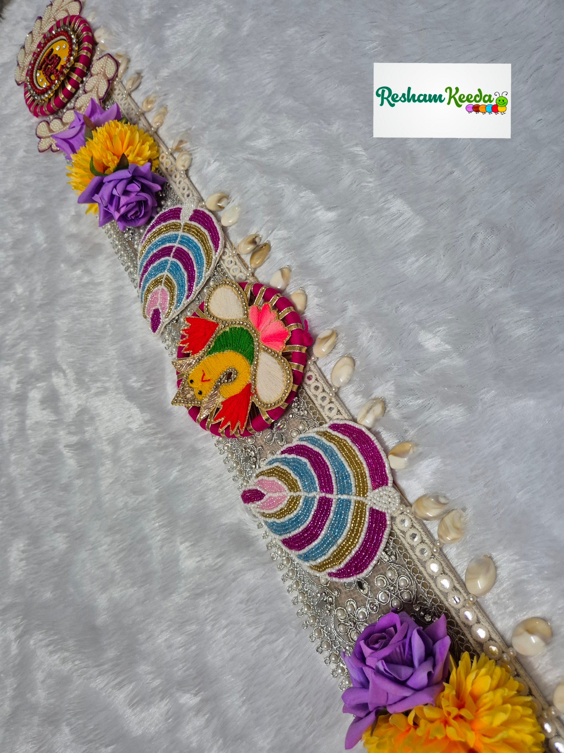 Beautifully Handcrafted Designer Ganpati Ganesh Ji Floral Shubh Labh Bandarwal Toran Bandhanwar For Diwali Navratri Ganesh Utsav Grah Pravesh House Warming Wedding Festival Home Decoration