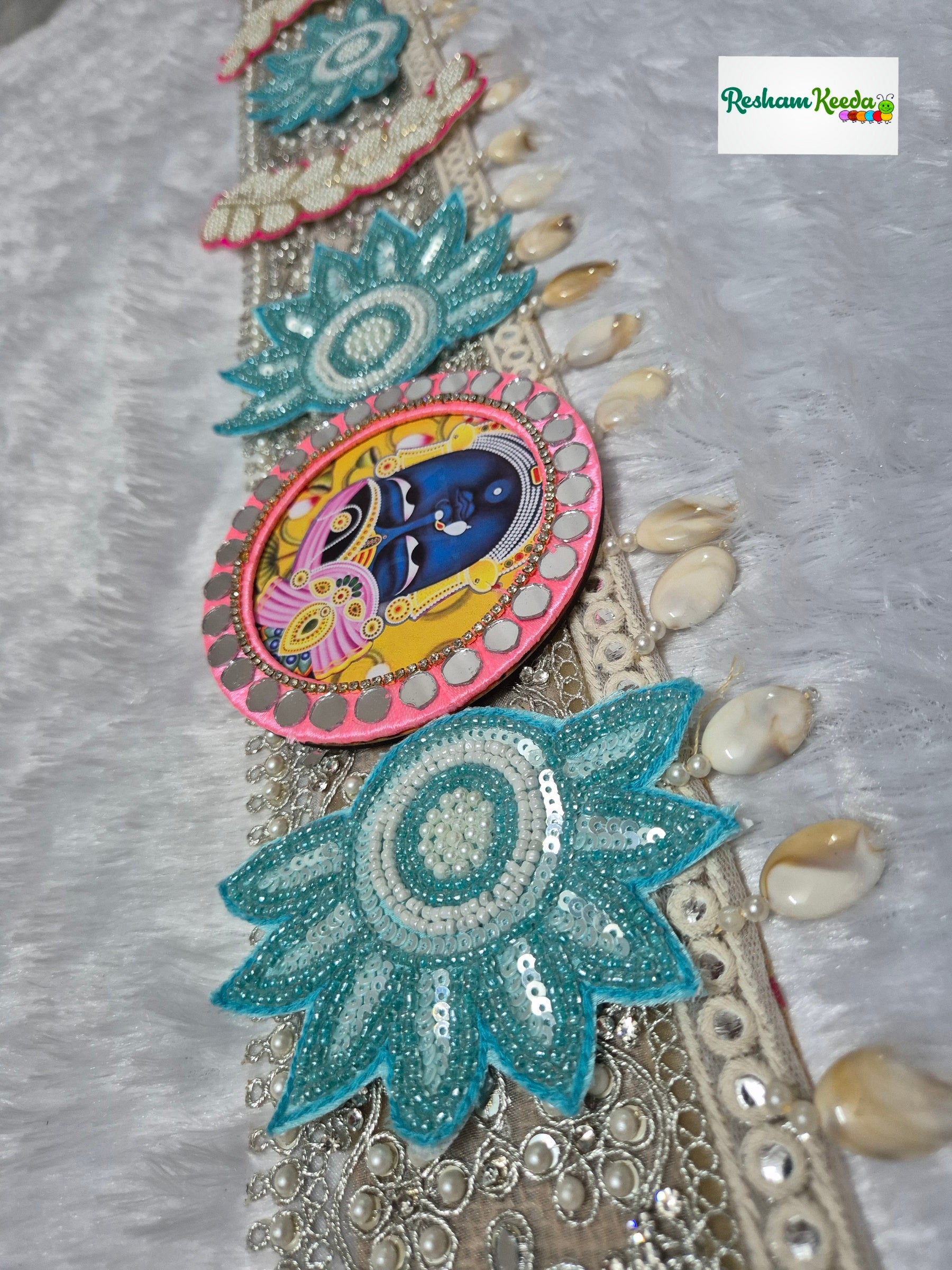 Budget Friendly Heavy Designer Mirror Work SrinathJi Cow Bandarwal Toran Bandhanwar For Diwali Navratri Kirishna Janmashtmi Grah Pravesh House Warming Wedding Festival Home Decoration