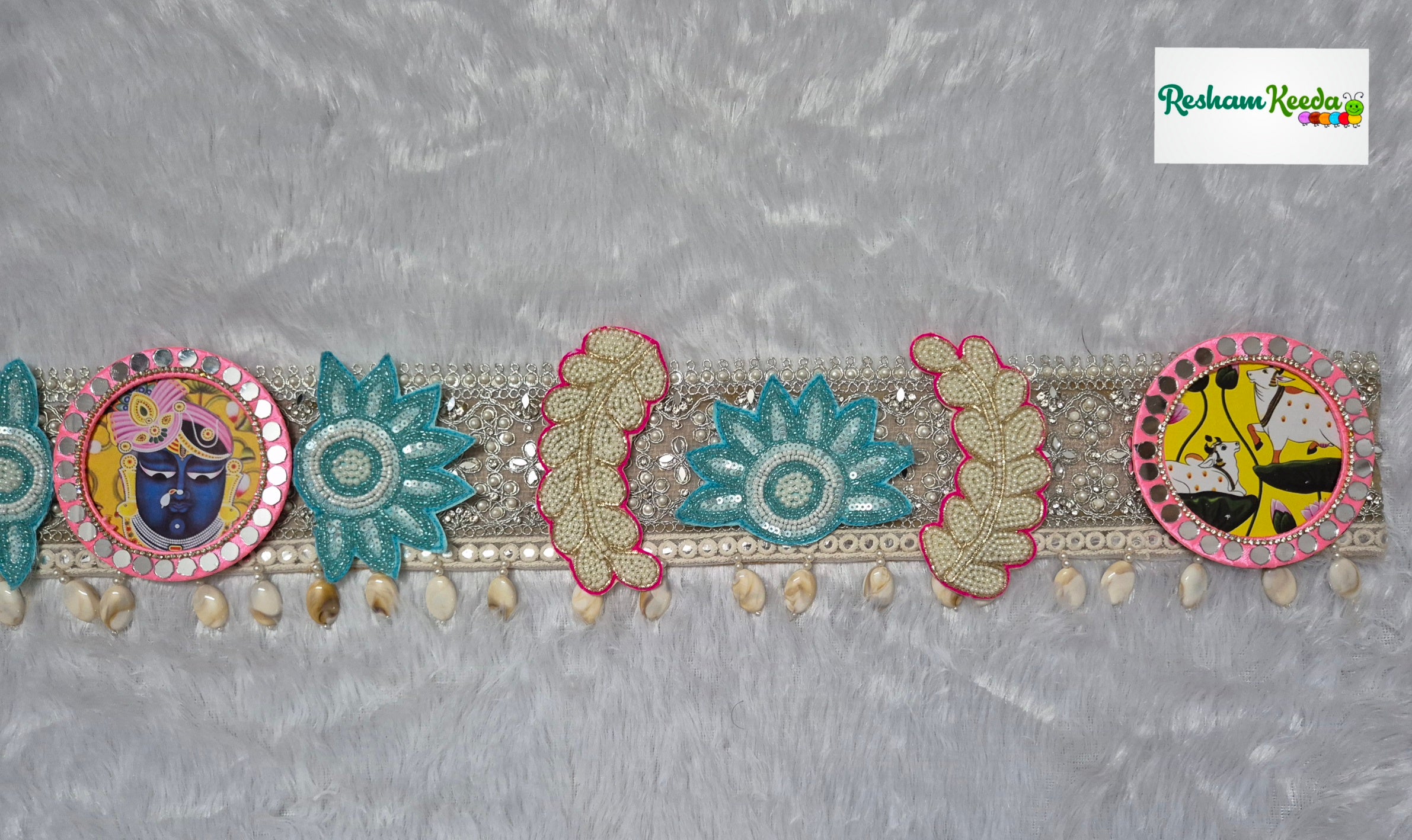 Budget Friendly Heavy Designer Mirror Work SrinathJi Cow Bandarwal Toran Bandhanwar For Diwali Navratri Kirishna Janmashtmi Grah Pravesh House Warming Wedding Festival Home Decoration