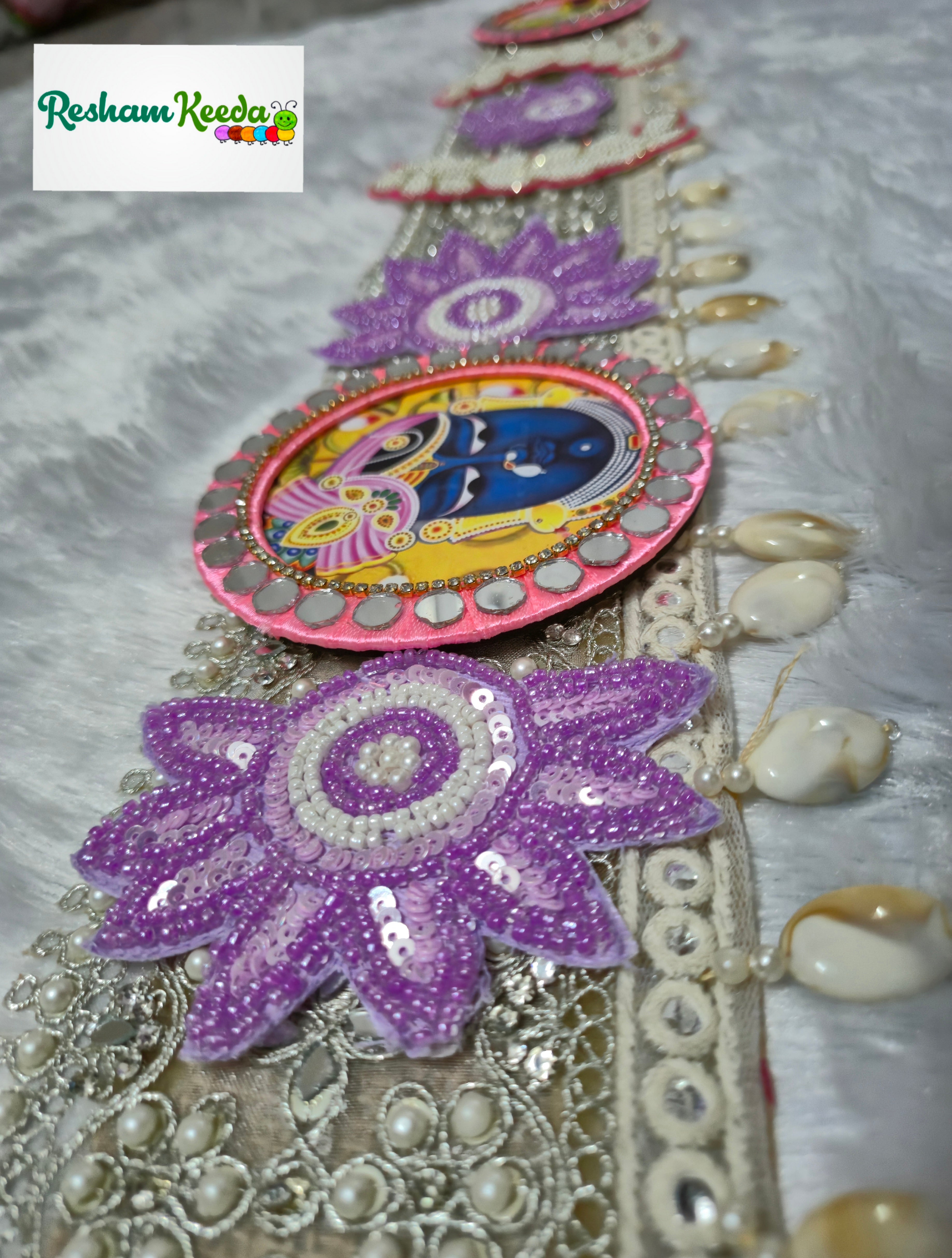Trending Heavy Designer Mirror Work SrinathJi Cow Bandarwal Toran Bandhanwar For Diwali Navratri Kirishna Janmashtmi Grah Pravesh House Warming Wedding Festival Home Decoration