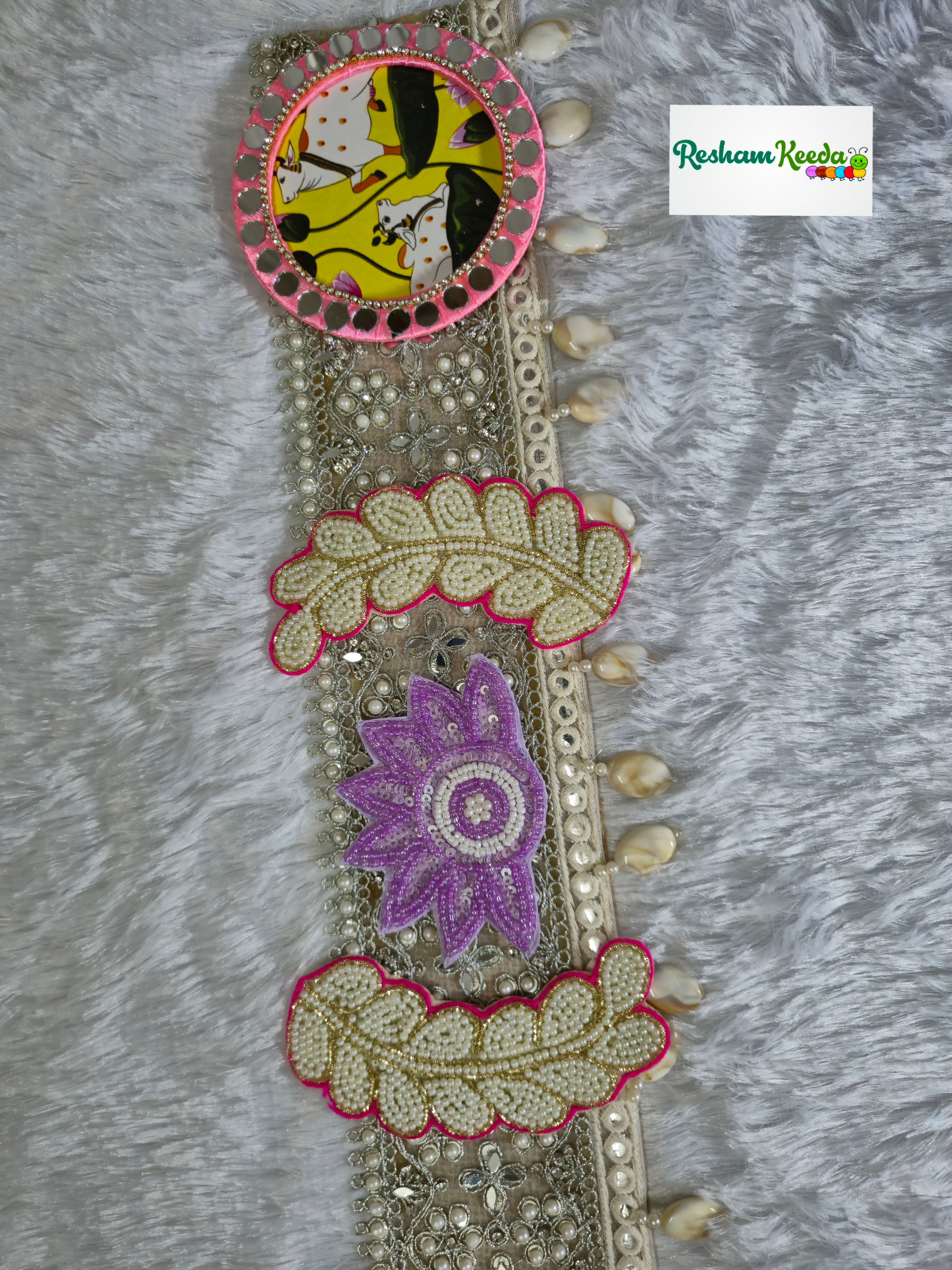 Trending Heavy Designer Mirror Work SrinathJi Cow Bandarwal Toran Bandhanwar For Diwali Navratri Kirishna Janmashtmi Grah Pravesh House Warming Wedding Festival Home Decoration