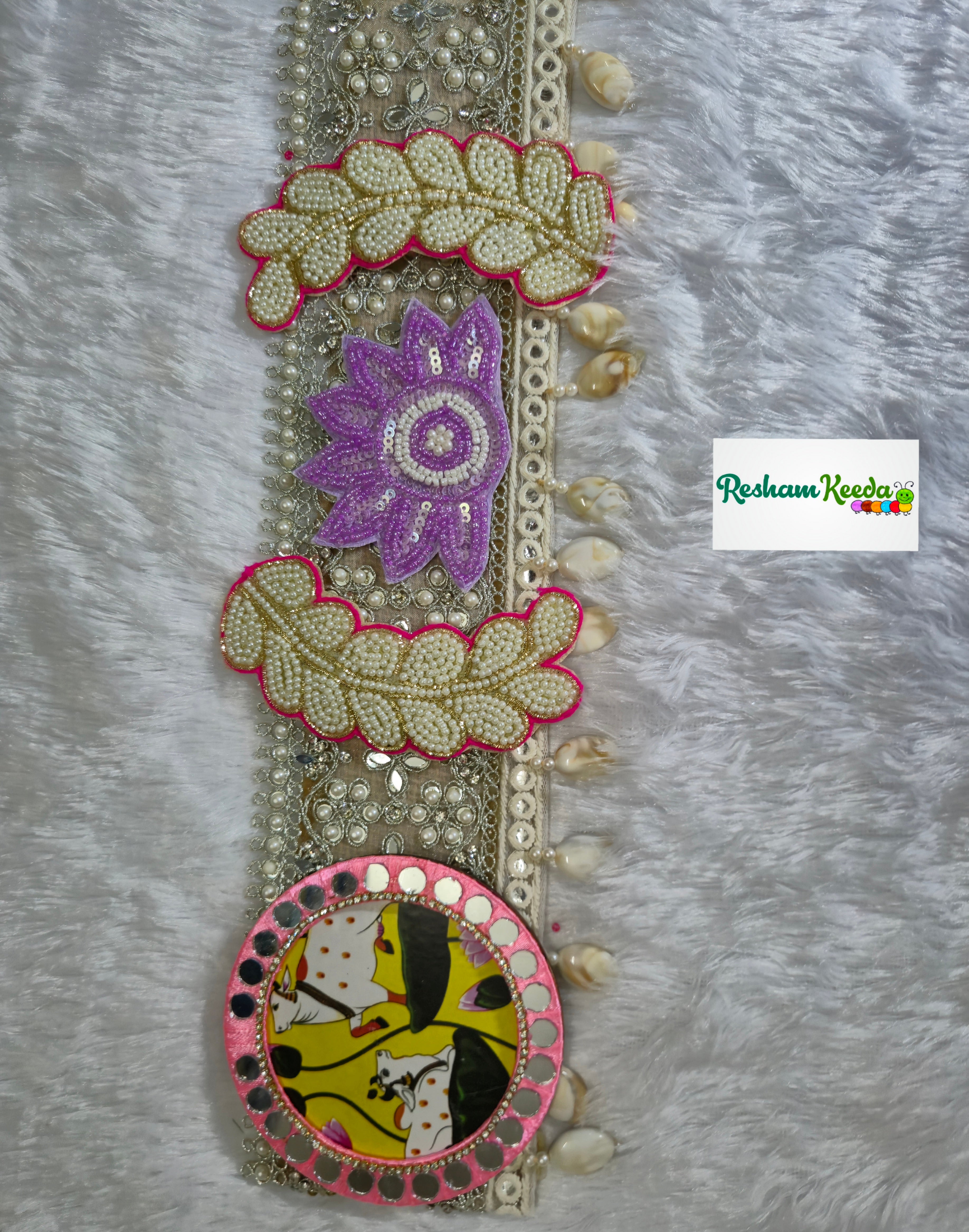 Trending Heavy Designer Mirror Work SrinathJi Cow Bandarwal Toran Bandhanwar For Diwali Navratri Kirishna Janmashtmi Grah Pravesh House Warming Wedding Festival Home Decoration