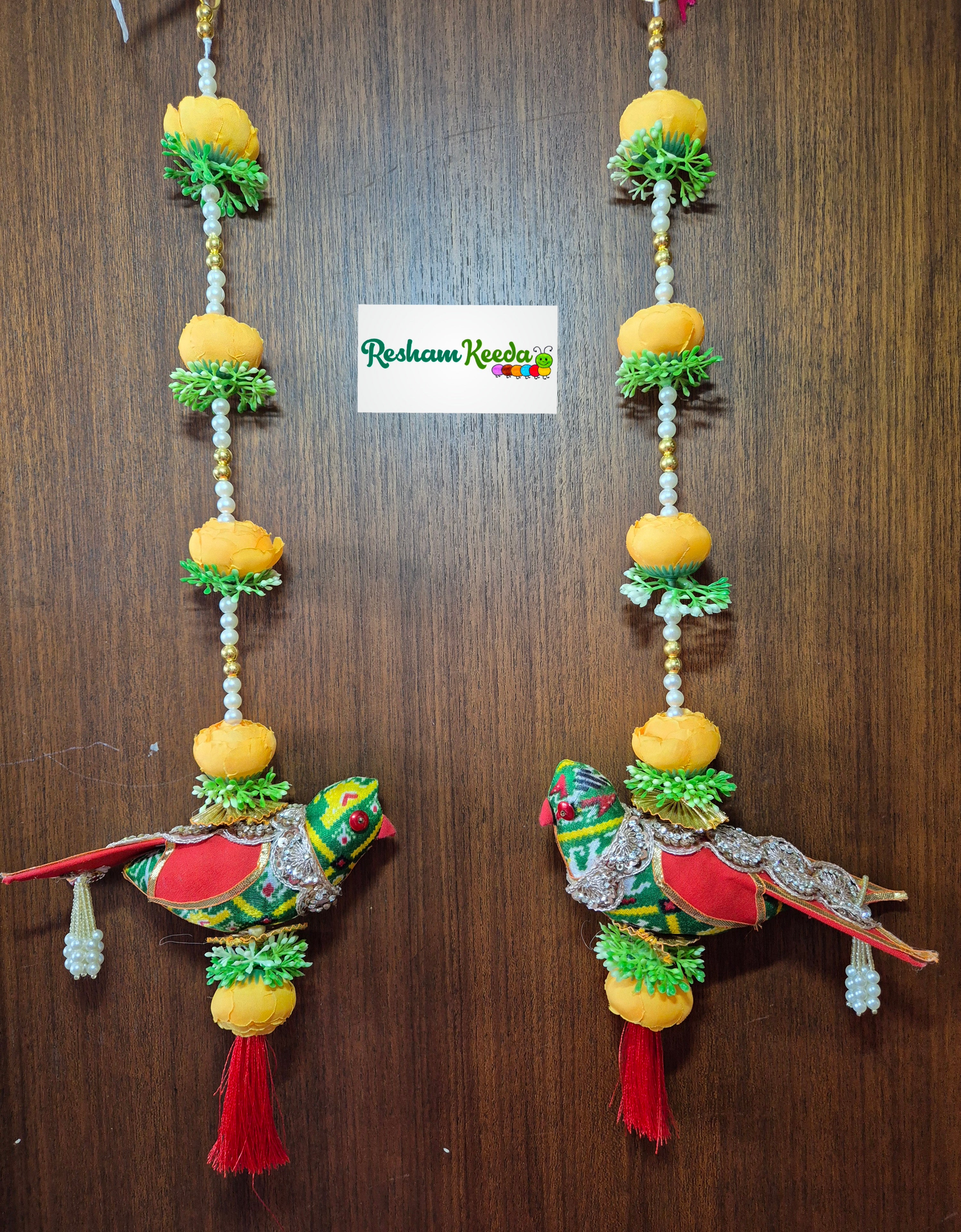 Beautiful Budget Friendly Floral Parrot Door Wall Hangings for Diwali Ganesh Utsav Navratri Janamashtmi Pooja Wedding Home Decoration House Warming and Gifting (Pair)