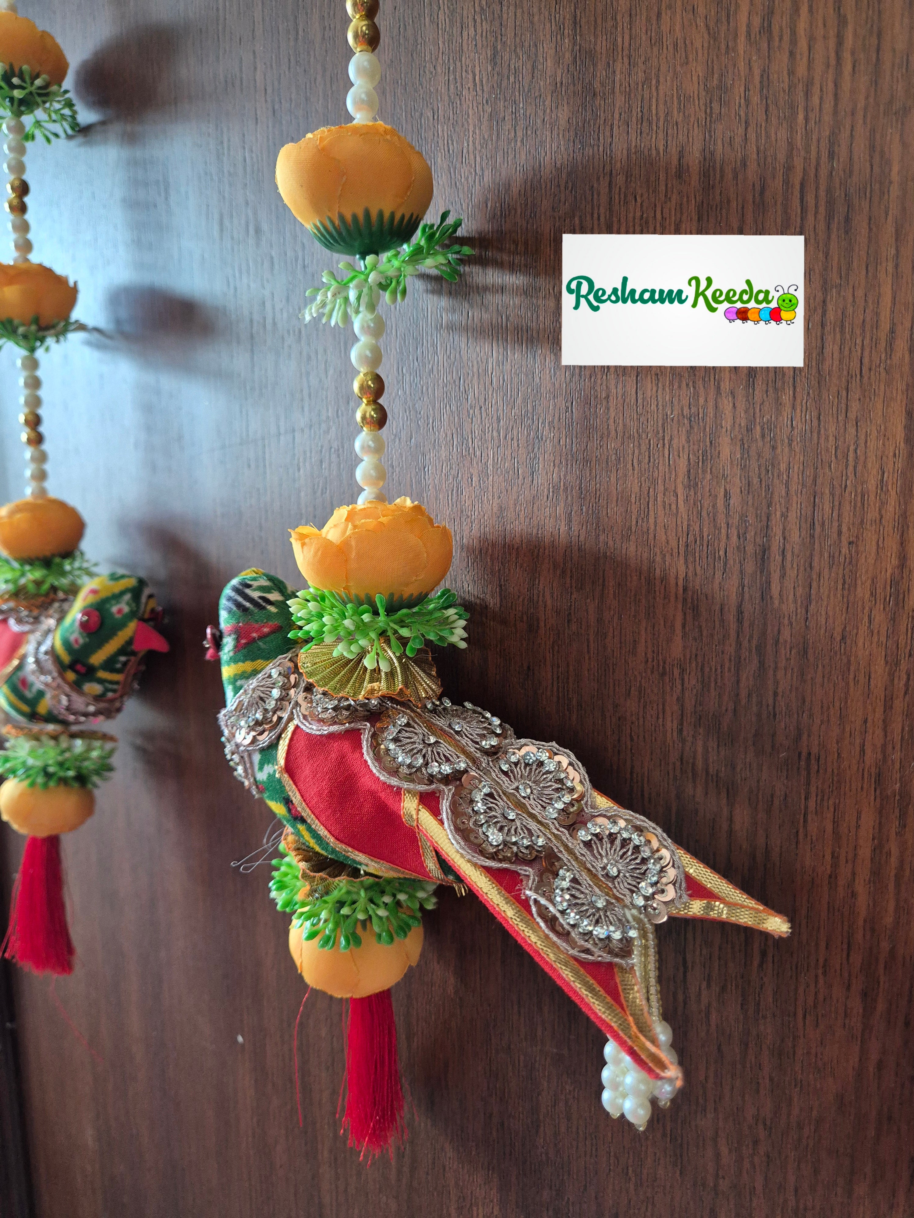 Beautiful Budget Friendly Floral Parrot Door Wall Hangings for Diwali Ganesh Utsav Navratri Janamashtmi Pooja Wedding Home Decoration House Warming and Gifting (Pair)