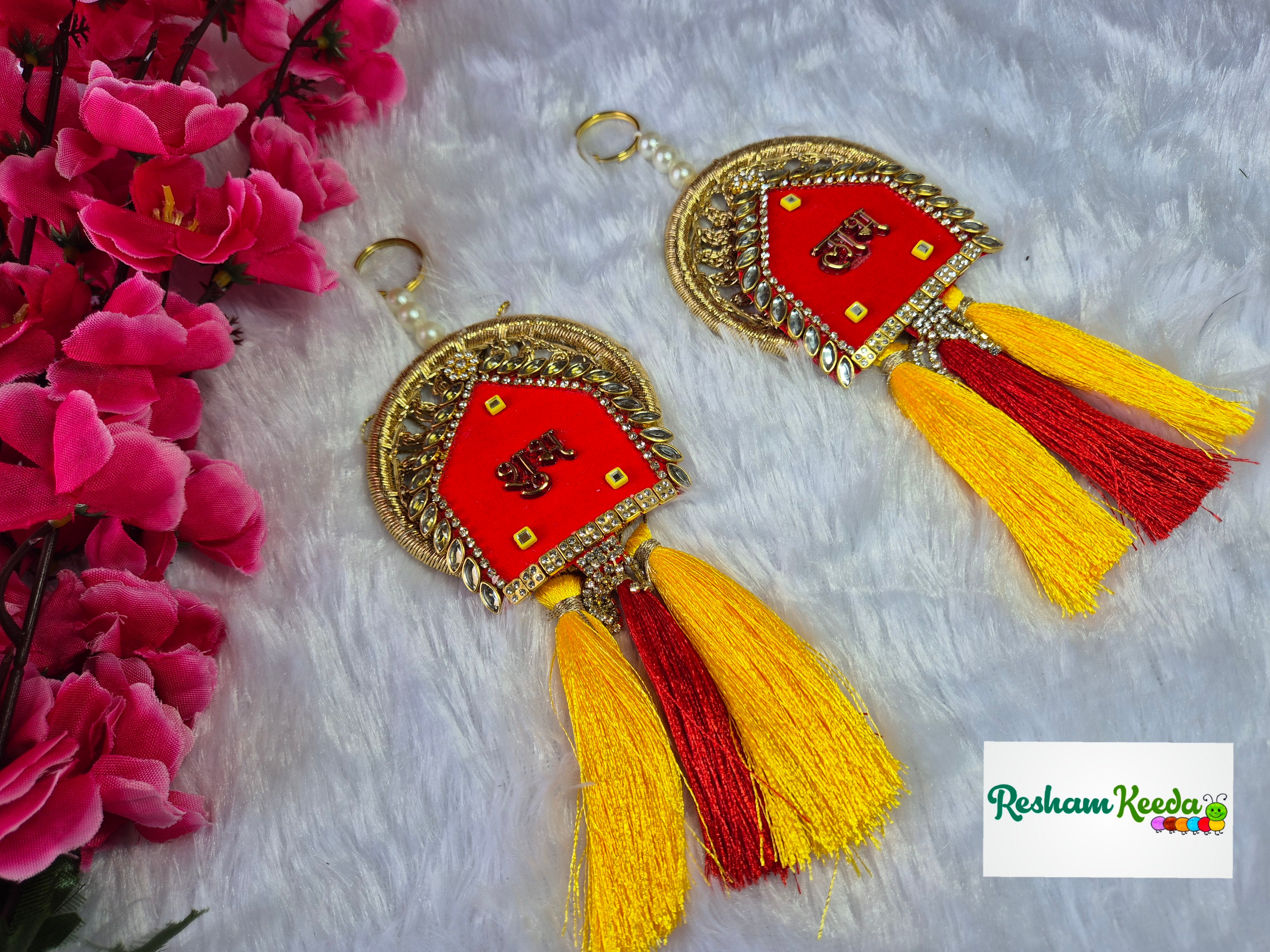 Budget Friendly Kundan Shubh Labh Door Wall Hanging for Diwali Navratri Festival Wedding Home Decoration and Gifting Giveaways and Return Favors (Pair)