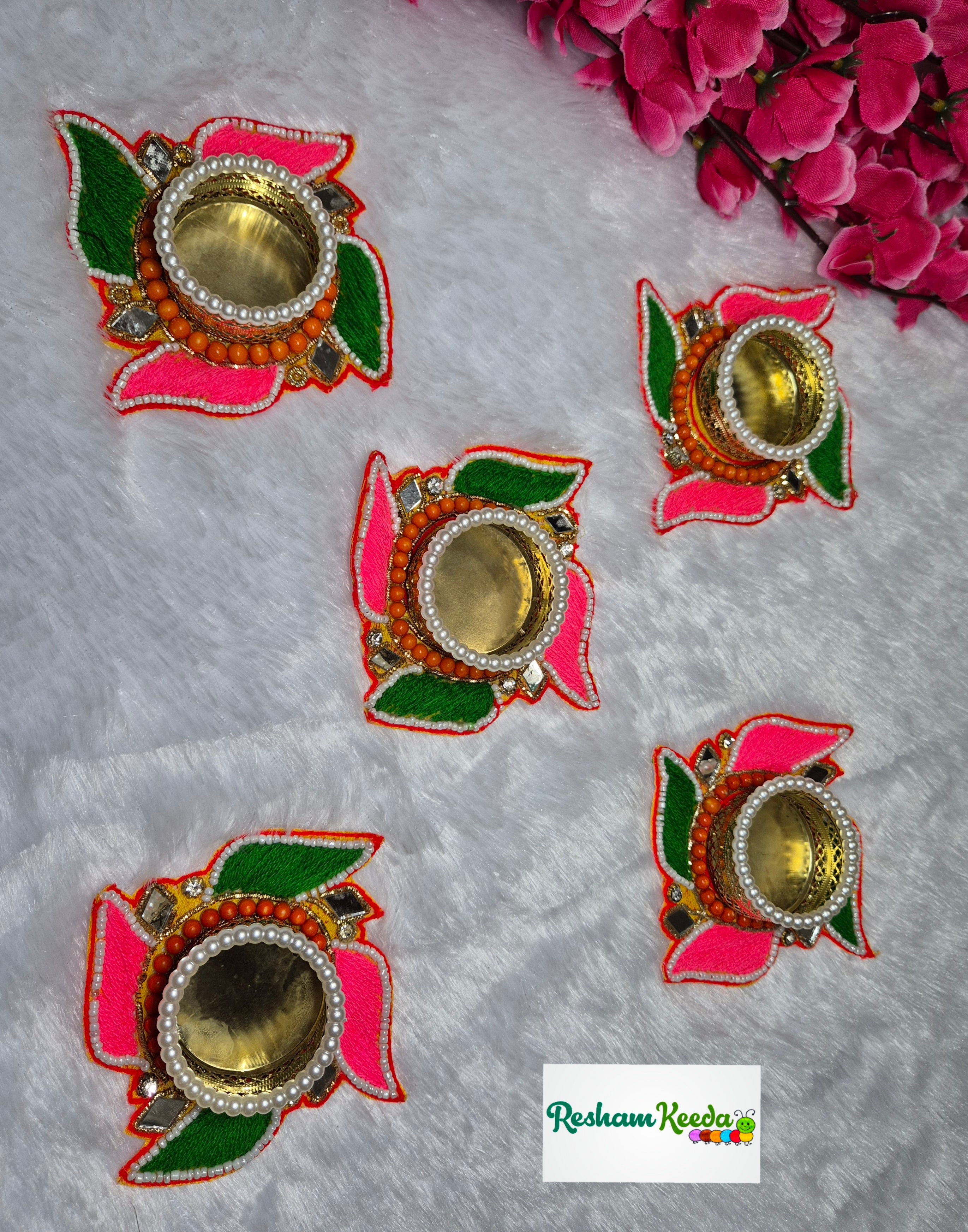 Budget Friendly Handcrafted Swastik Tlight and Candle Holders for Wedding Diwali Festival and Home Decoration and Gifting (Pack of 5)