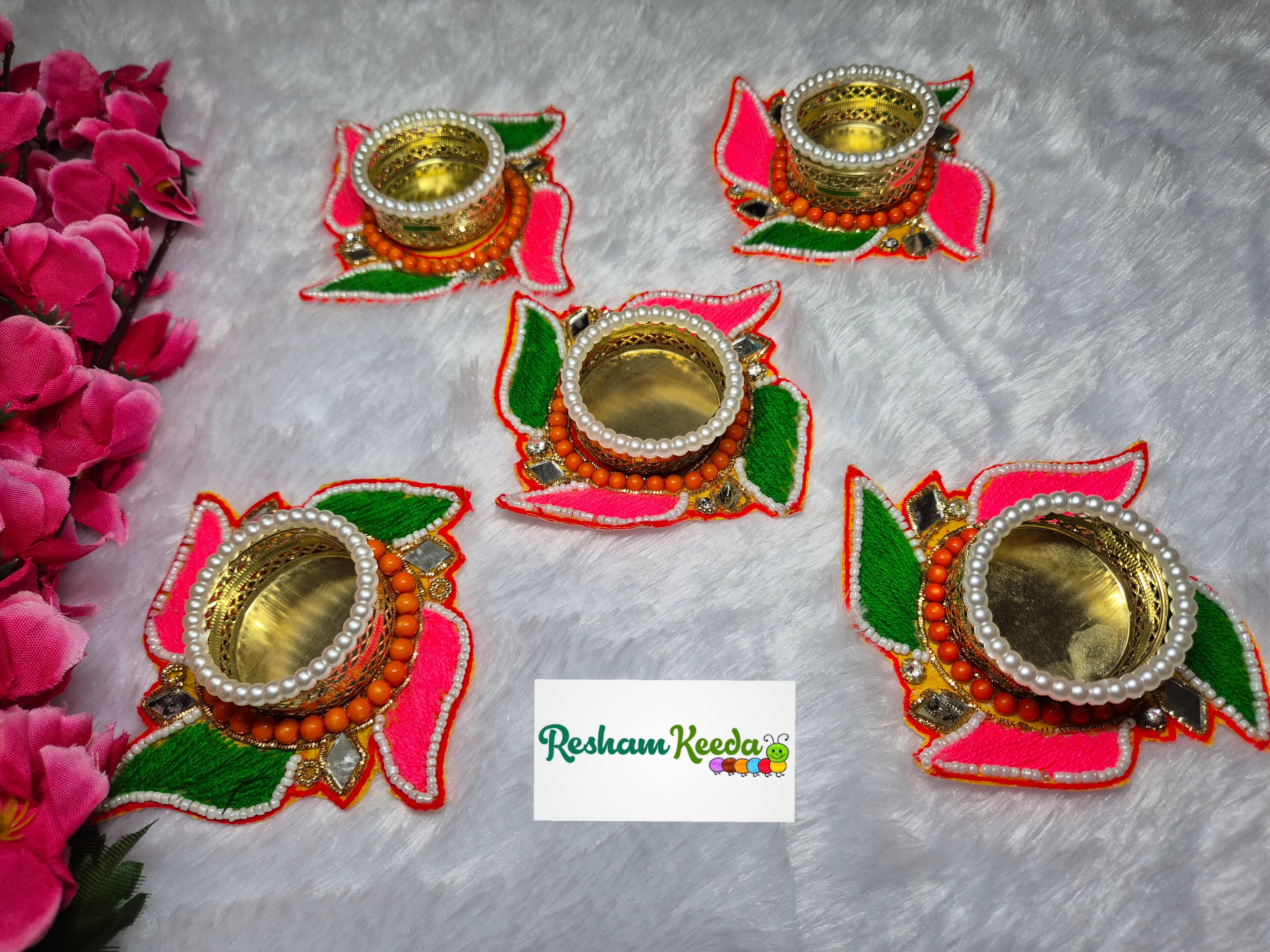 Budget Friendly Handcrafted Swastik Tlight and Candle Holders for Wedding Diwali Festival and Home Decoration and Gifting (Pack of 5)