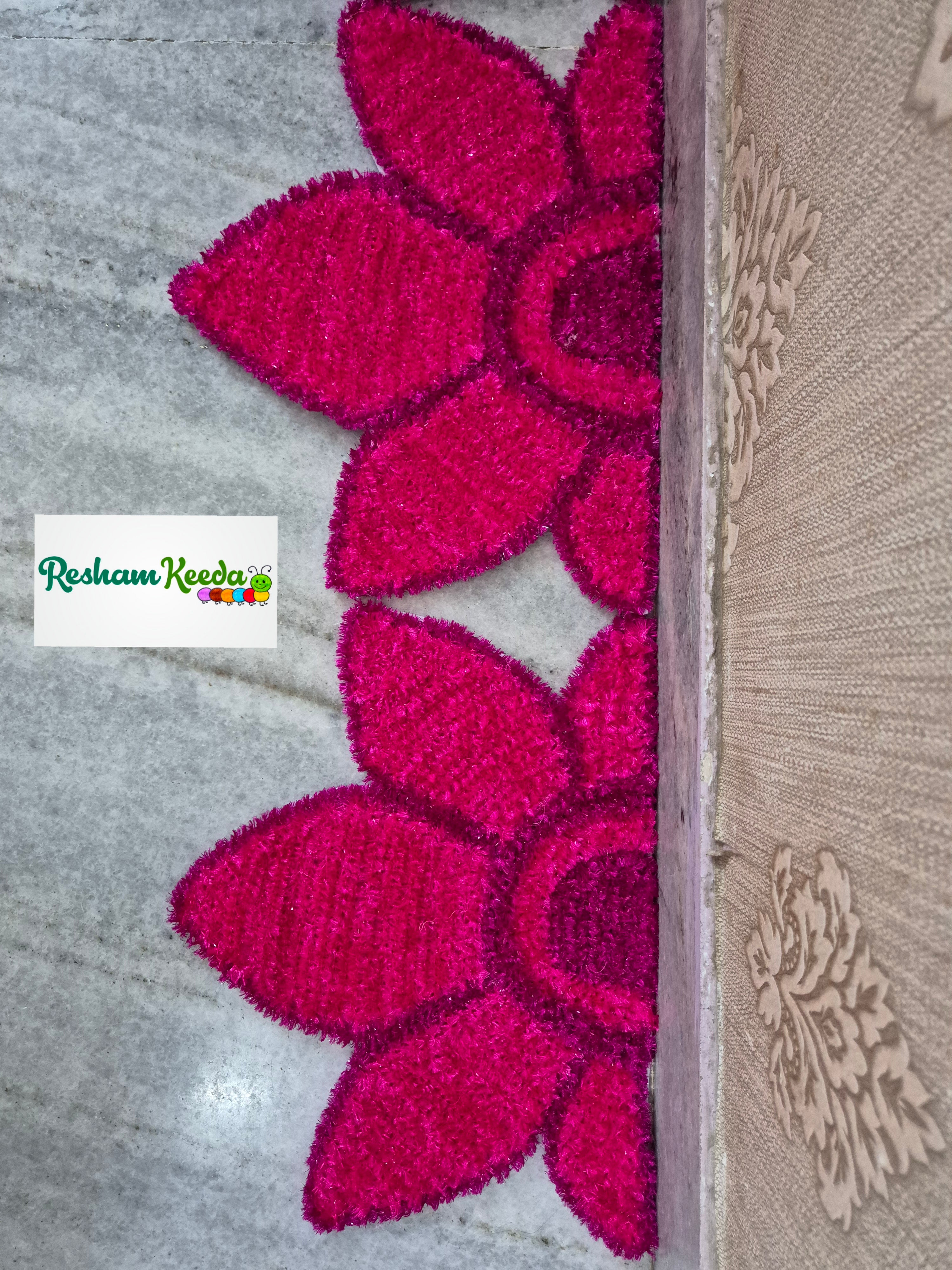 Beautiful Lotus Theme Feather Yarn Readymade Rangoli Mats for Corner and Staircase Home Decoration in Diwali Navratri Festival Wedding and Gifting (Set of 4 pieces)