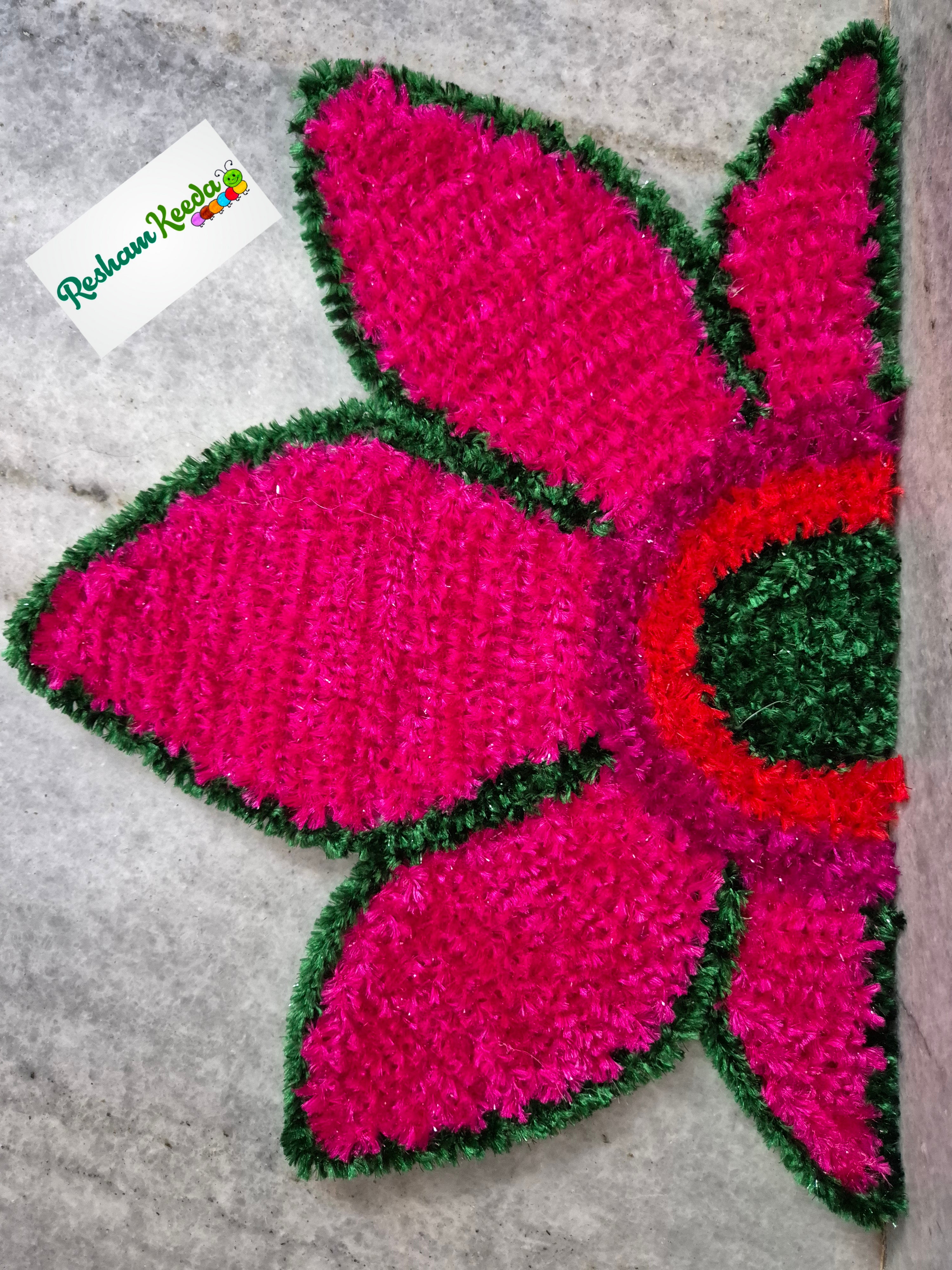 Beautiful Lotus Theme Feather Yarn Readymade Rangoli Mats for Corner and Staircase Home Decoration in Diwali Navratri Festival Wedding and Gifting (Set of 4 pieces)