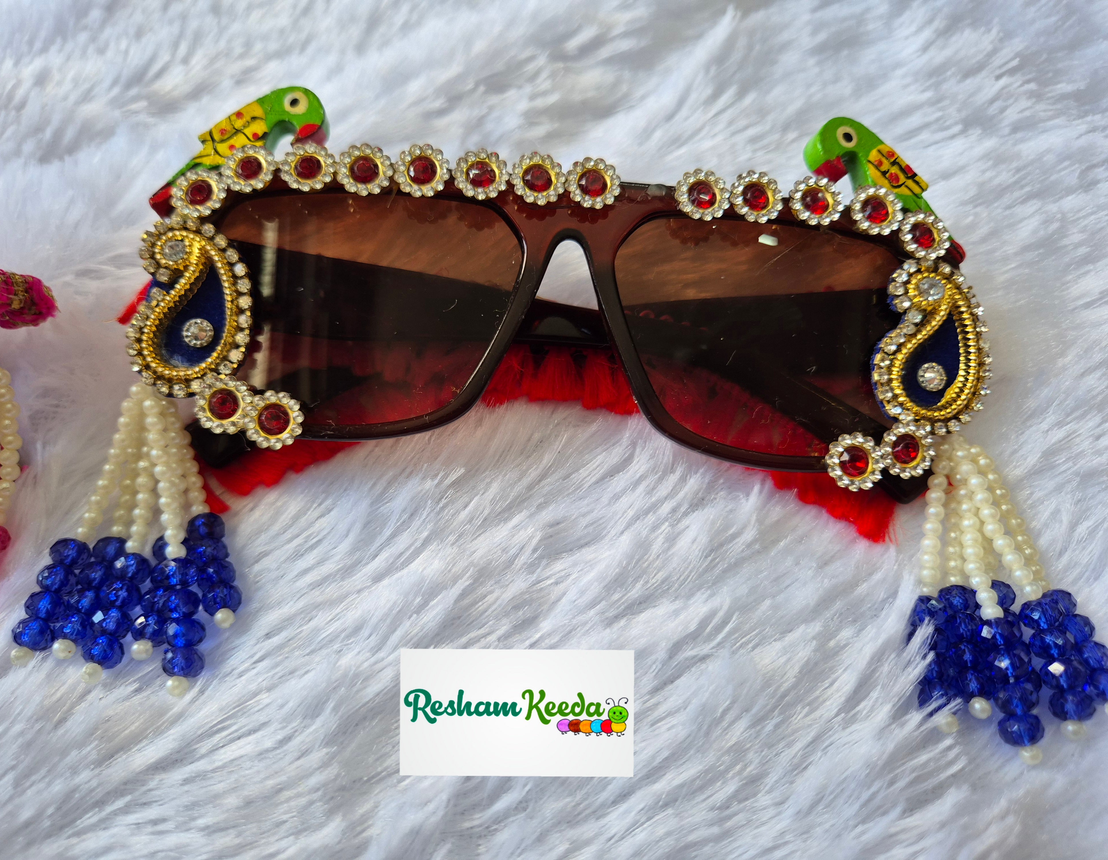 Most Viral Premium Exclusive Decorated Goggles Chashma Glasses Specs Sunglasses Shades for Haldi Mehendi Carnival Bachelors Wedding Birthday Anniversary Baby Shower Diwali Dandiya Garba Navratri Teej Kitty and Theme Parties Photo Props (Pack of 5)