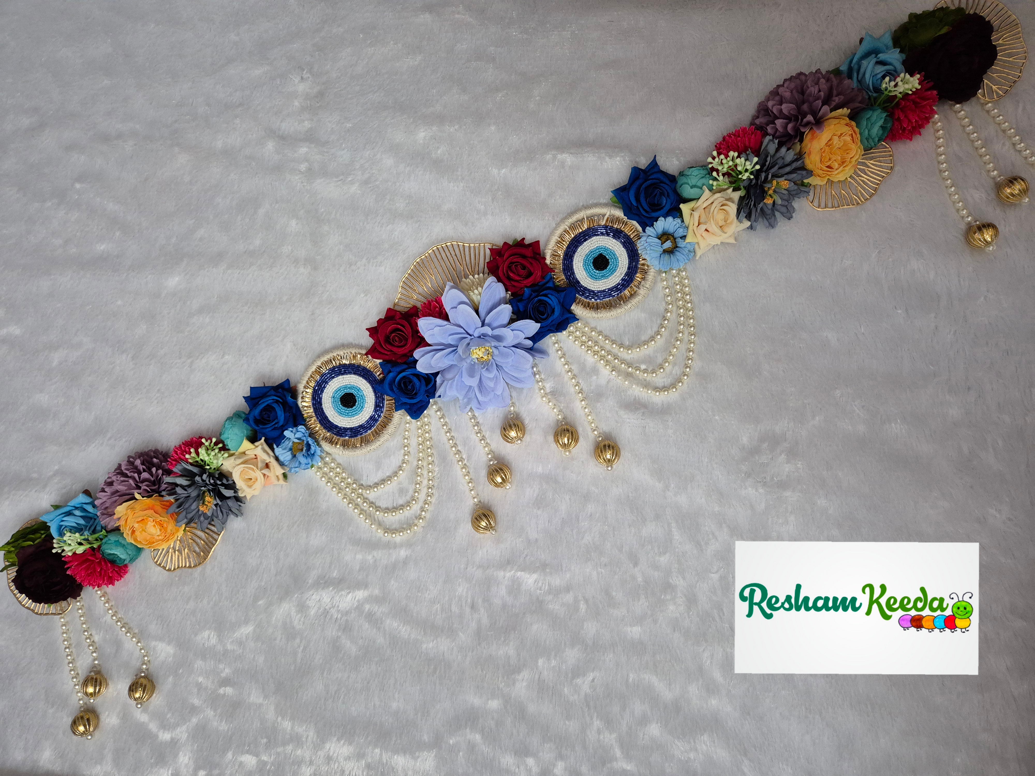 Beautifully Handcrafted Heavy Designer Floral Bandarwal Toran in Evil Eye Theme For Diwali Grah Pravesh House Warming Wedding Festival Home Decoration