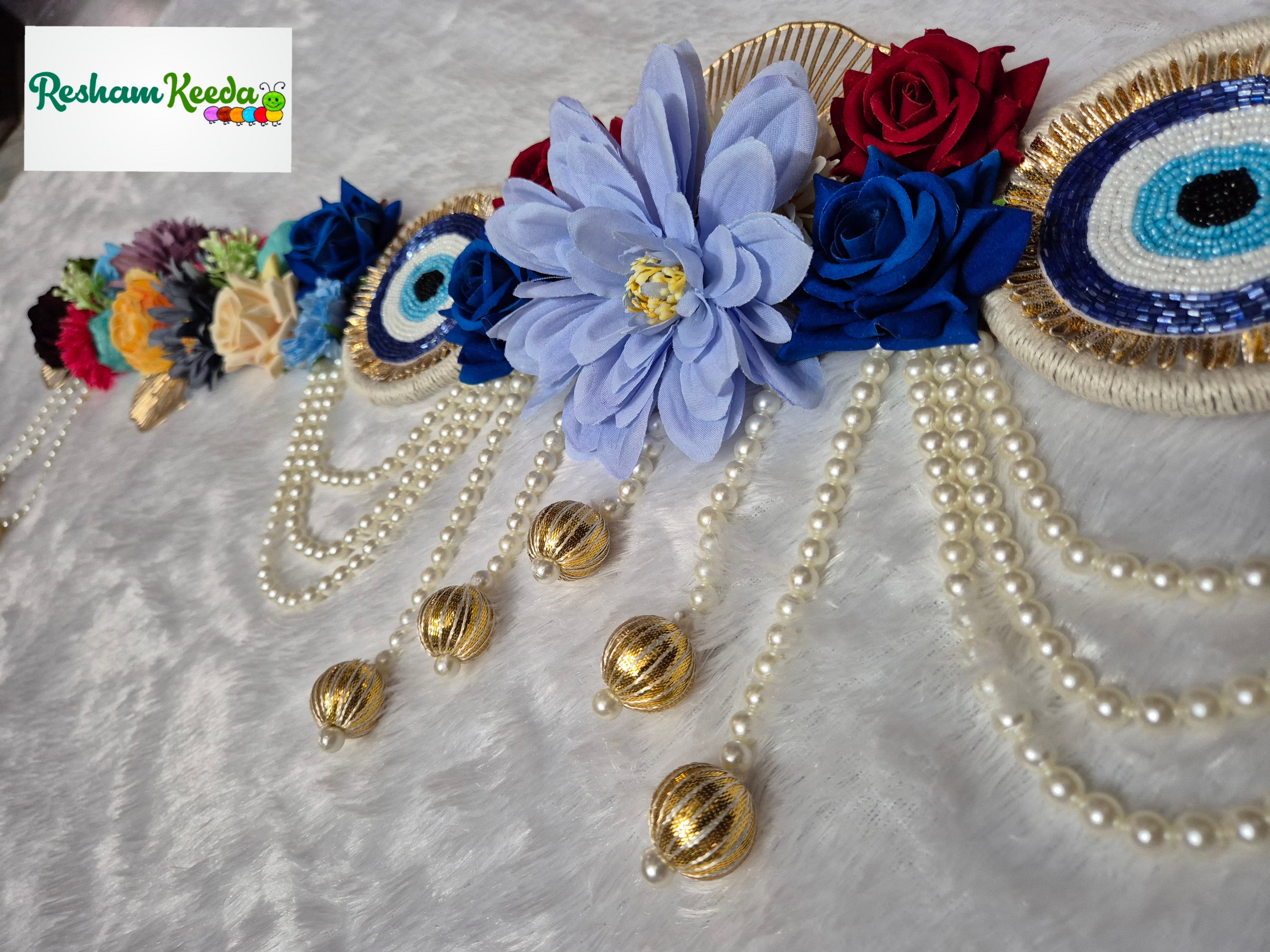 Beautifully Handcrafted Heavy Designer Floral Bandarwal Toran in Evil Eye Theme For Diwali Grah Pravesh House Warming Wedding Festival Home Decoration