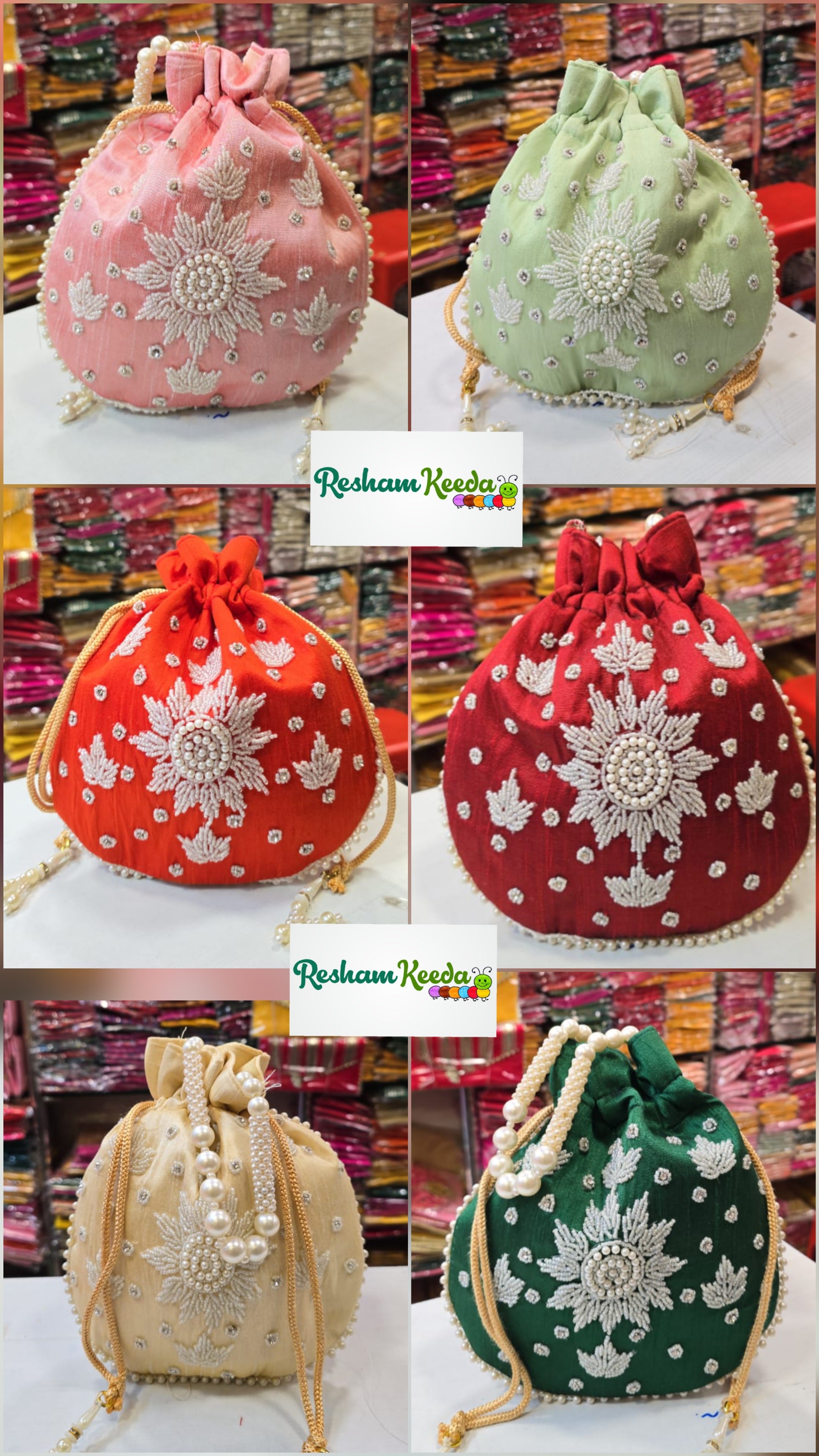 Premium Designer Beads Motifs Floral Handwork Perfect for Return Gift Favours Giveaways in Teej Parties Haldi Mehendi Diwali Festive and Wedding Events (Pack of 8)