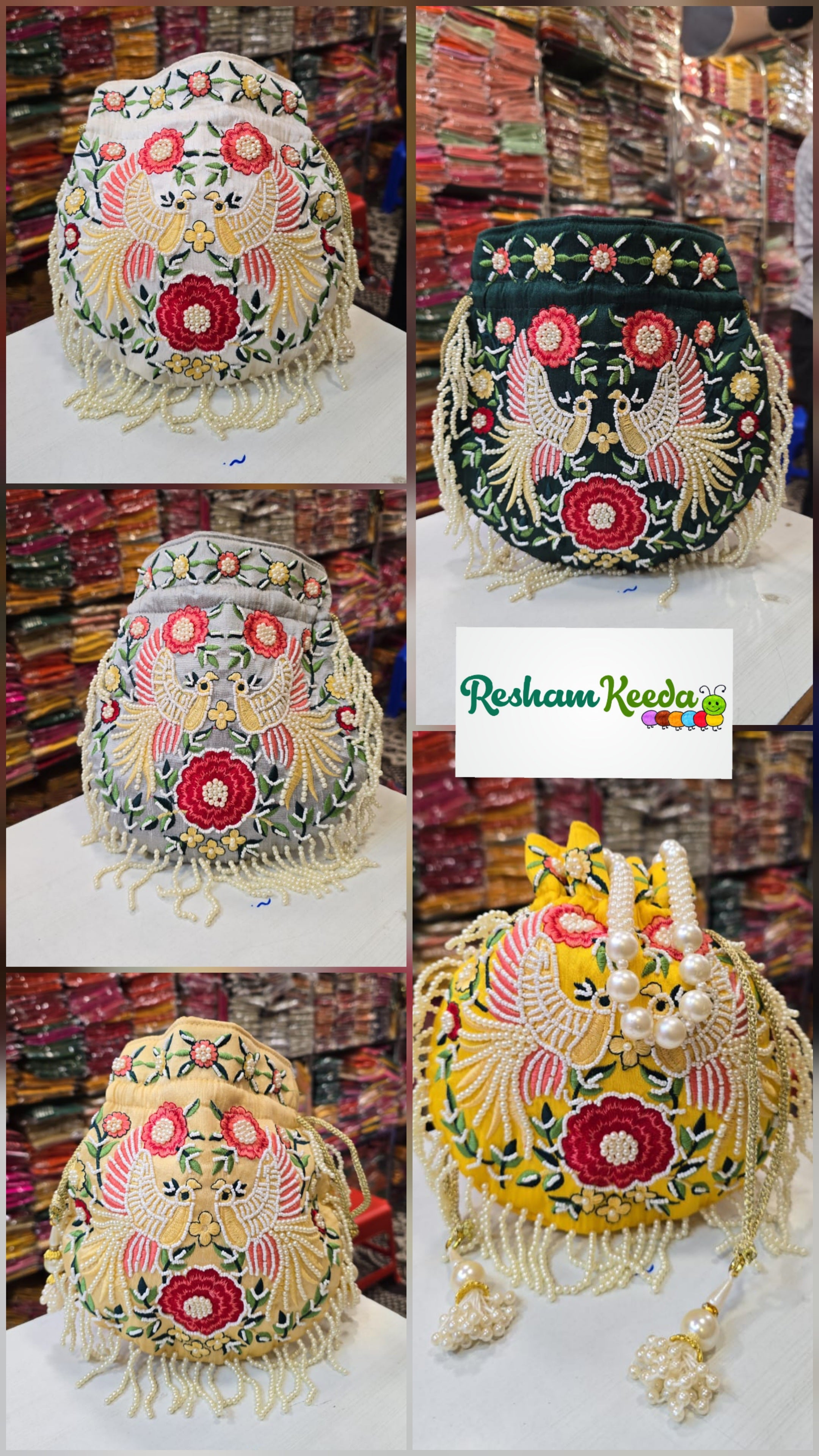 Premium Designer Bird Baaz Hawk Beads Motifs Floral Handwork with Pearl Handle Perfect for Return Gift Favours Giveaways in Teej Parties Haldi Mehendi Diwali Festive and Wedding Events