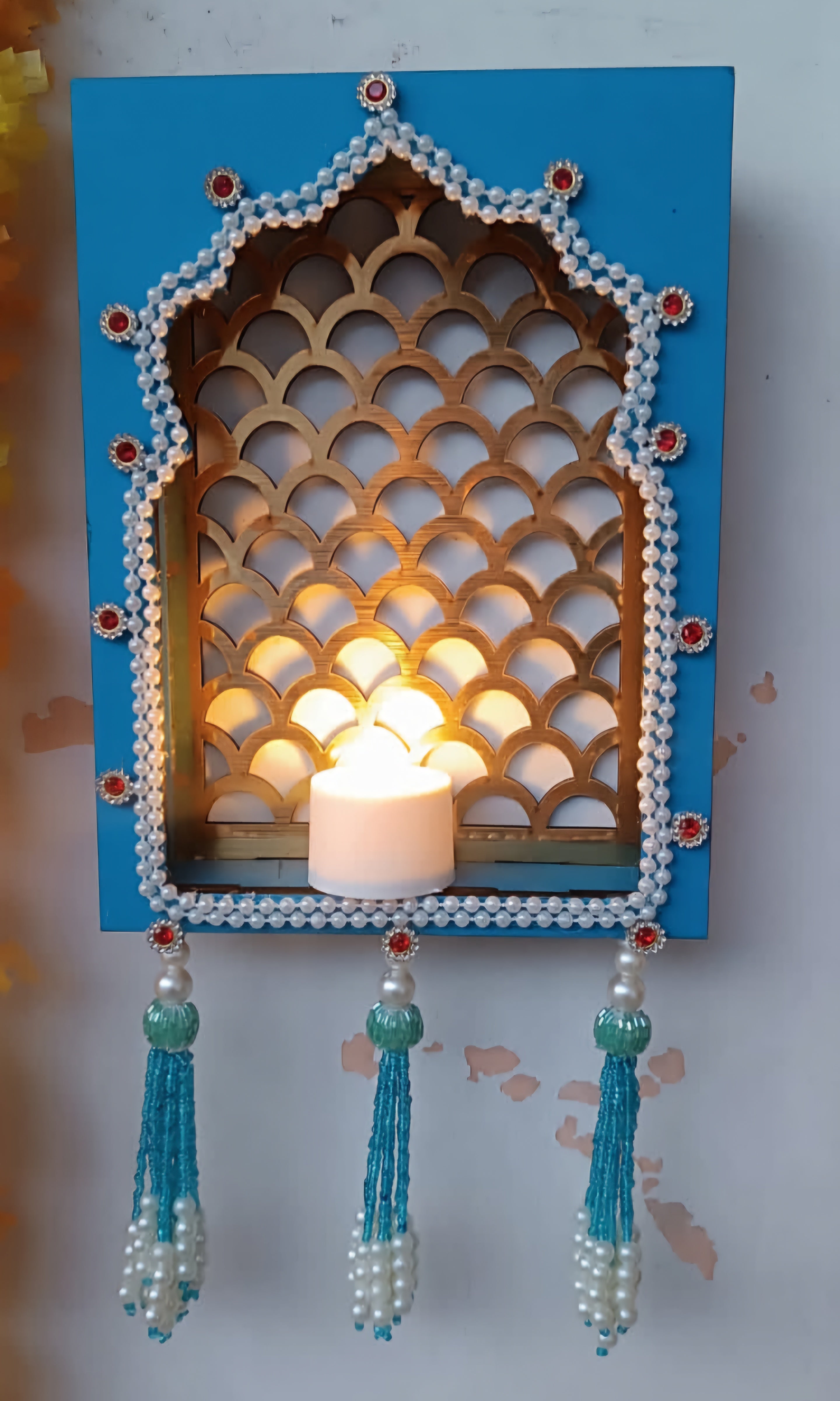 Beautiful and Elegant Easy to Hang Jharokha Candle Tlight Holders for Diwali Navratri Festival Wedding Home Garden and Event Decorations