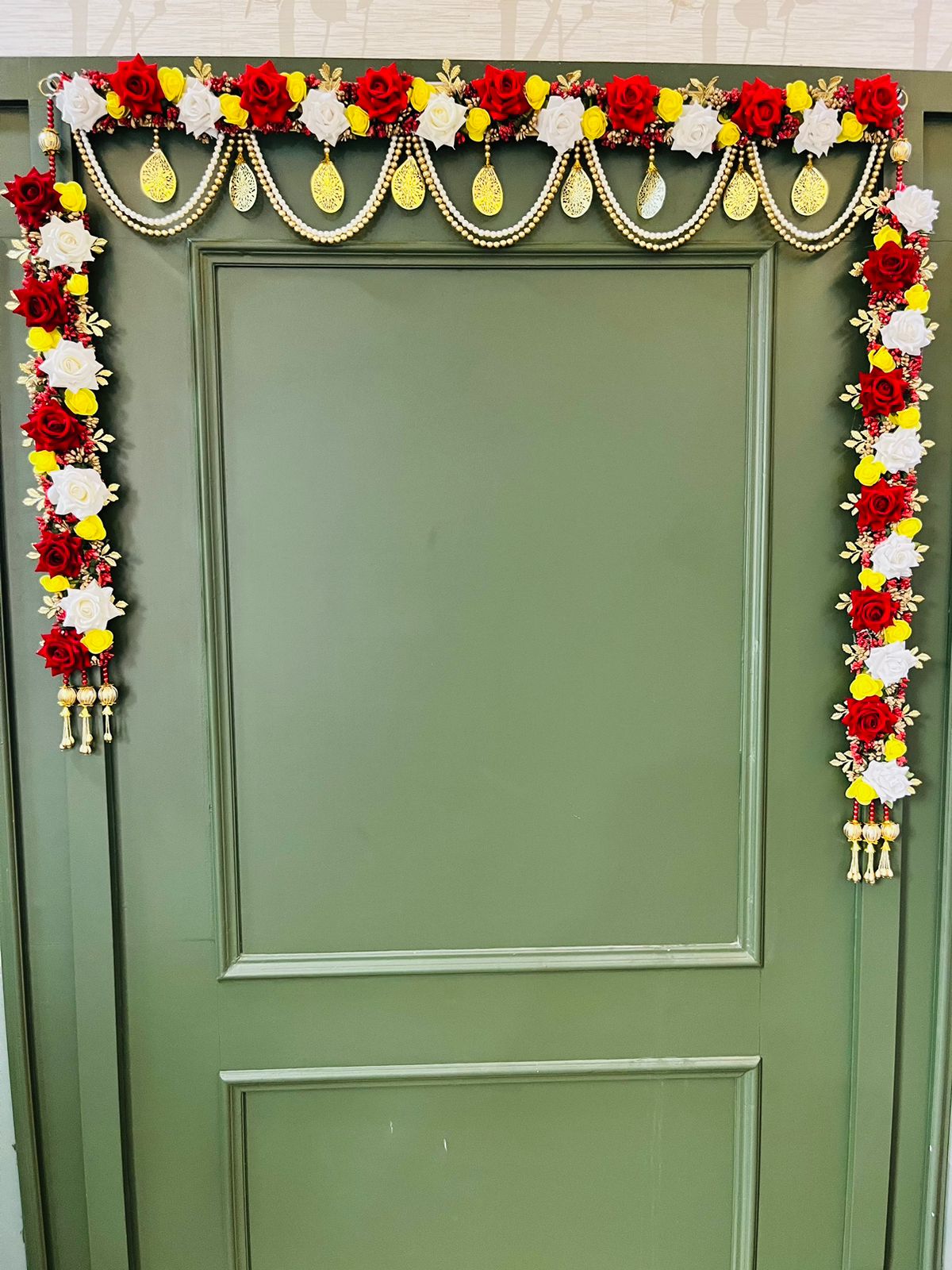 Heavy Flowers Bandarwal Toran With Side Hangers Latkans for Diwali Festival Home Decoration