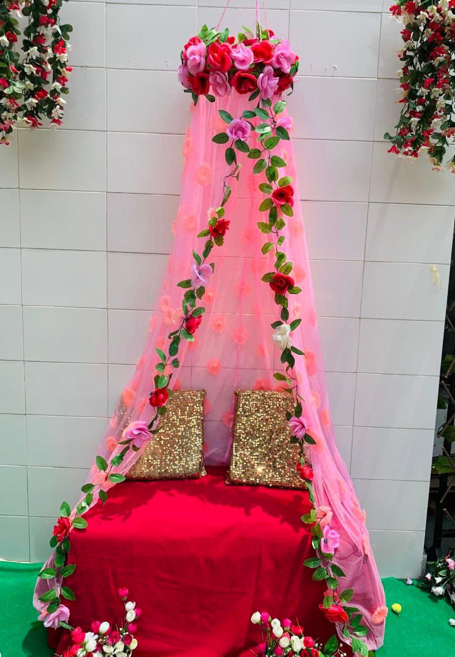 Rose Flowers Canopy - Perfect for Haldi / Mehandi / Festive / Pooja Decoration