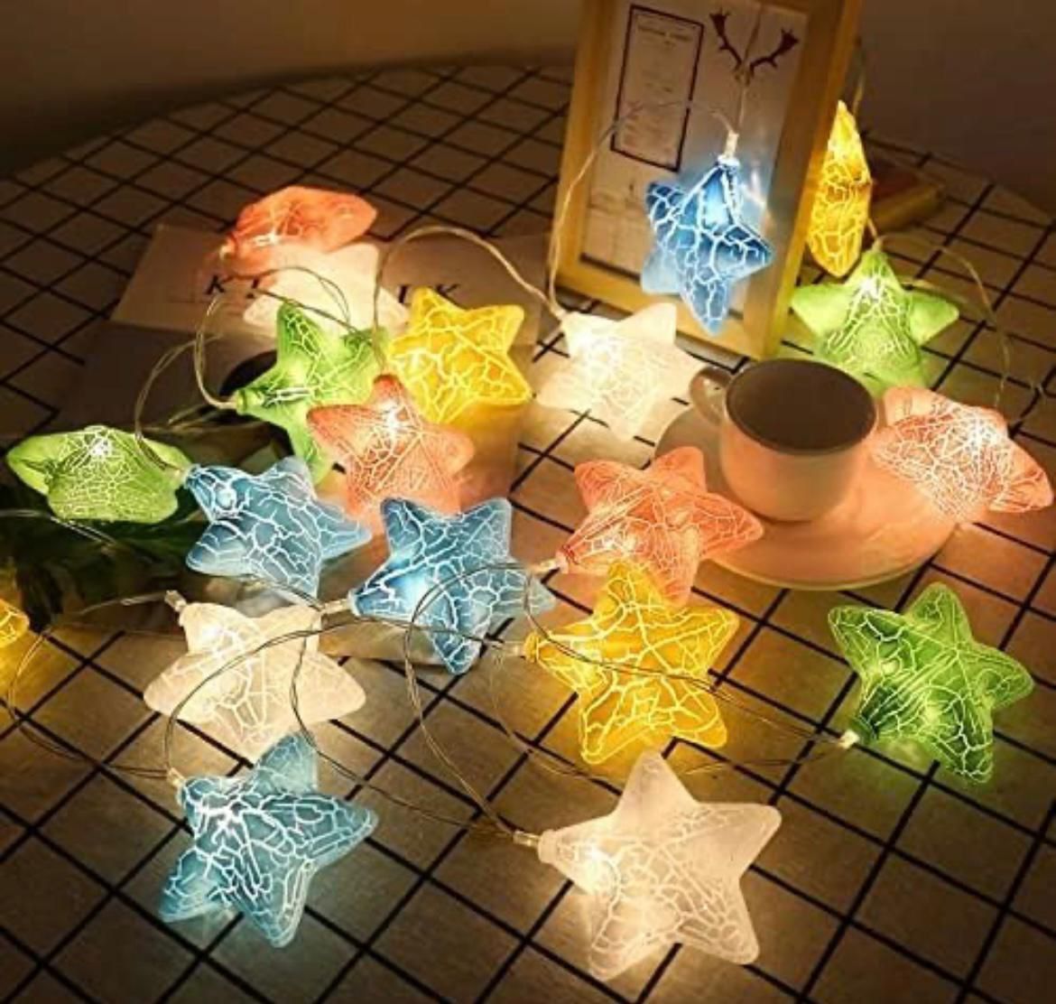 Star Shaped Crack Lights for Birthday Diwali Party Decoration (2 pieces)