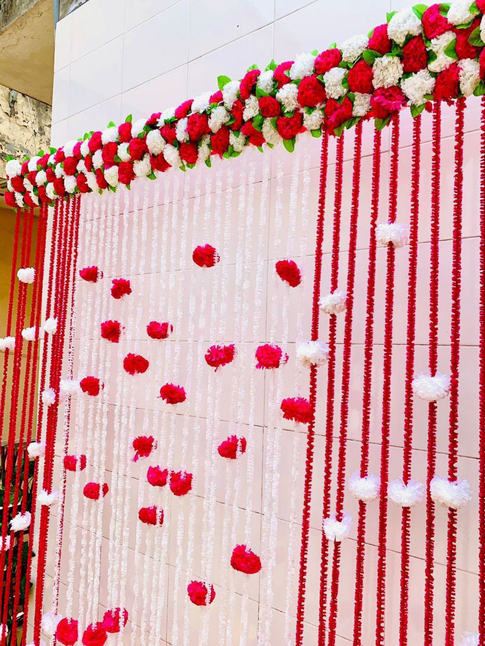 Easy-to-Hang Marigold Panel Curtain Backdrop for Haldi / Mehandi / Festive Decoration