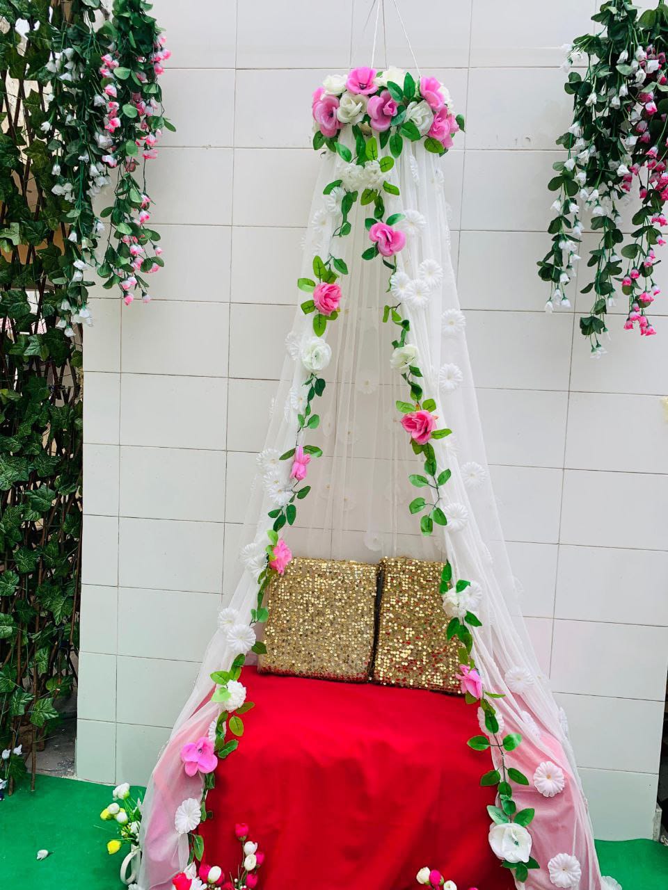 Rose Flowers Canopy - Perfect for Haldi / Mehandi / Festive / Pooja Decoration