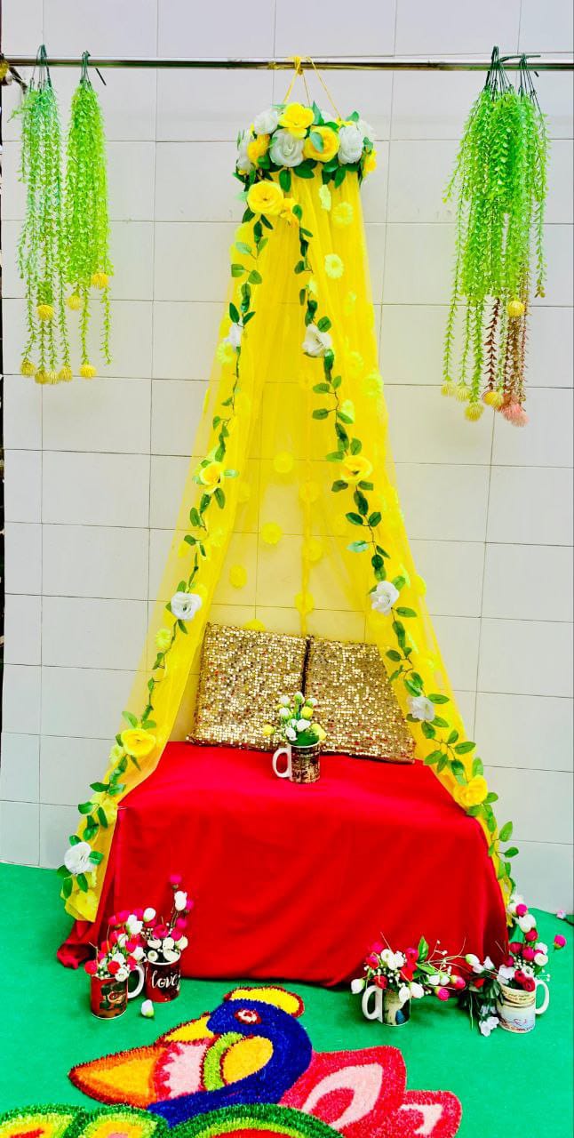 Rose Flowers Canopy - Perfect for Haldi / Mehandi / Festive / Pooja Decoration