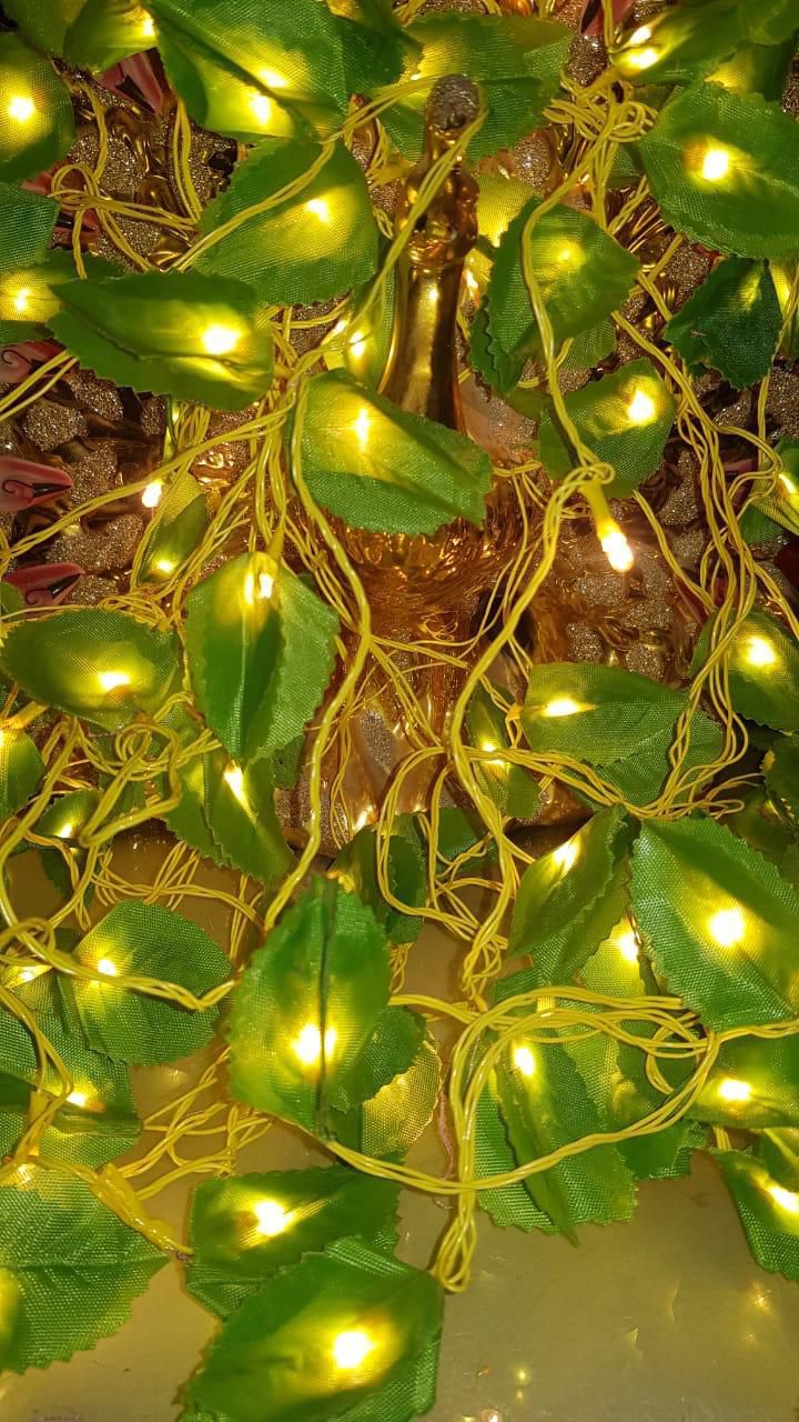 Green Leaves Covered Lights for Birthday Diwali Party Decoration (Set of 10)