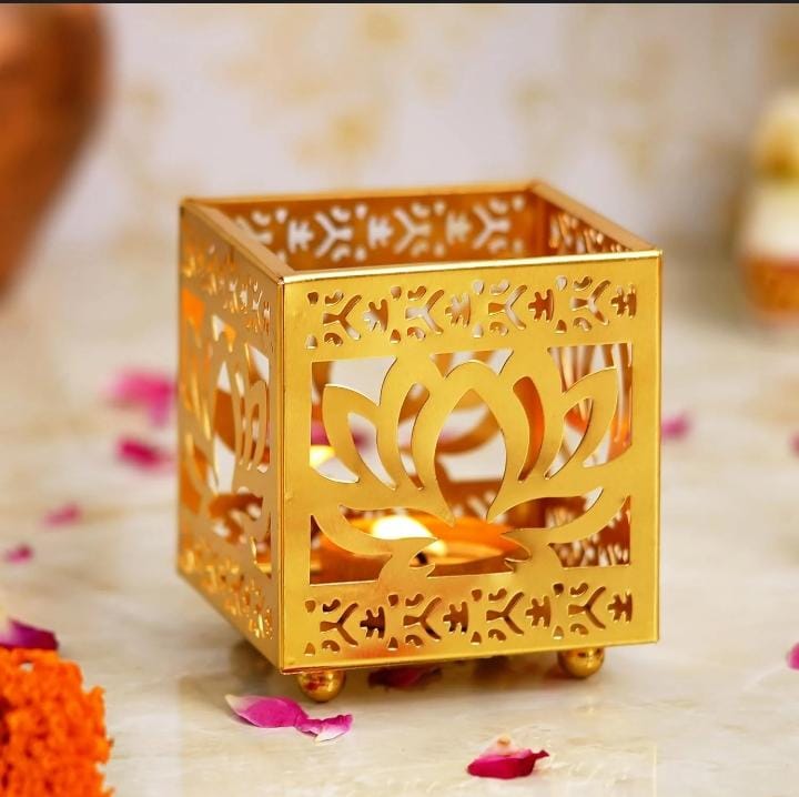 Lotus Shadow Candles Votives and Tlight Holders Perfect for Diwali Home Living Room Festive Decoration and Gifting (Set of 8)