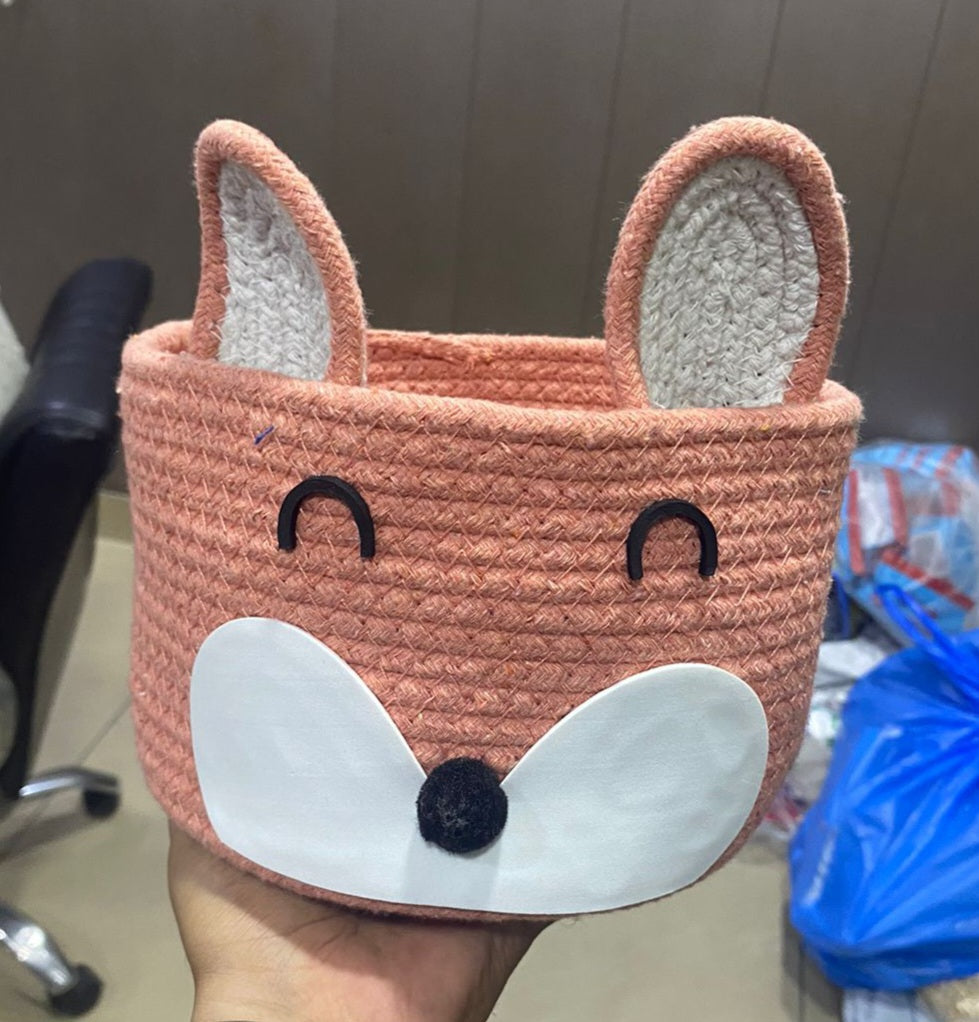 Premium Quality Trendy Fox Design Cotton Rope Baskets for Gifting and Multipurpose Storage Usage