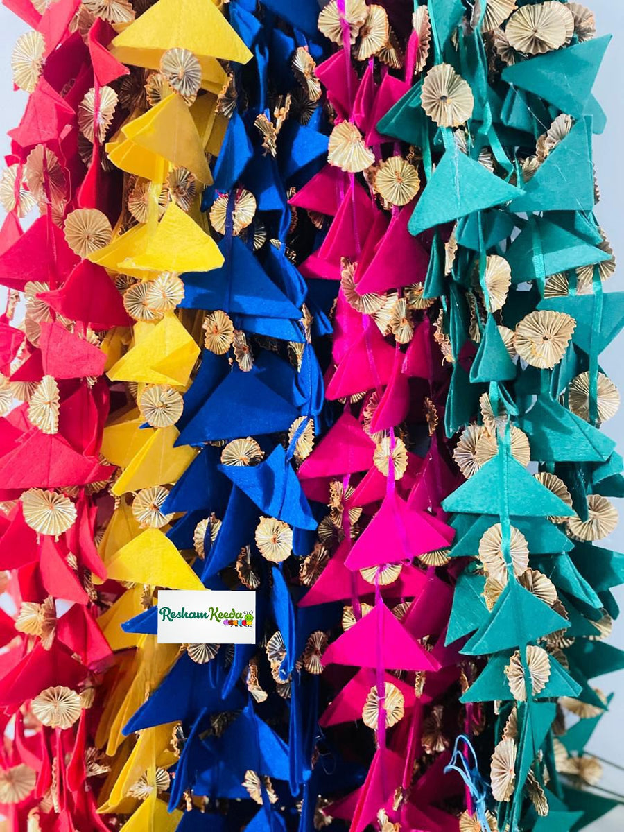 Triangle String Traditional Colorful Gota Triangle Hanging Strings for All Ocassions ...