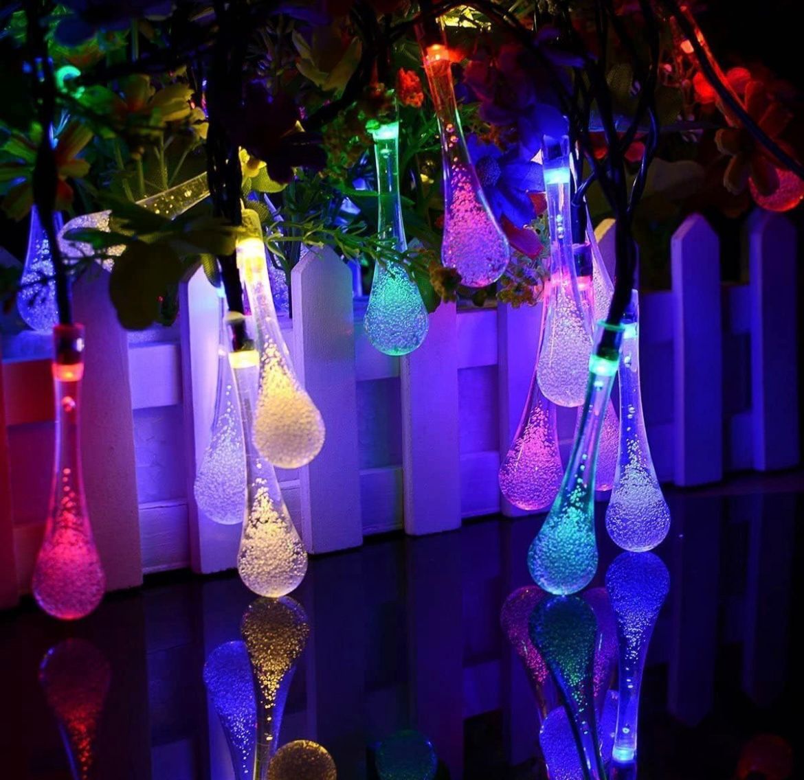 Easy-to-Hang Multi Waterdrop String Lights with Crystal Drop Styled Lamp Bulbs for All Occasions Birthday / Diwali / Ganesh Pooja / Events & Festive Decoration (Warm White)