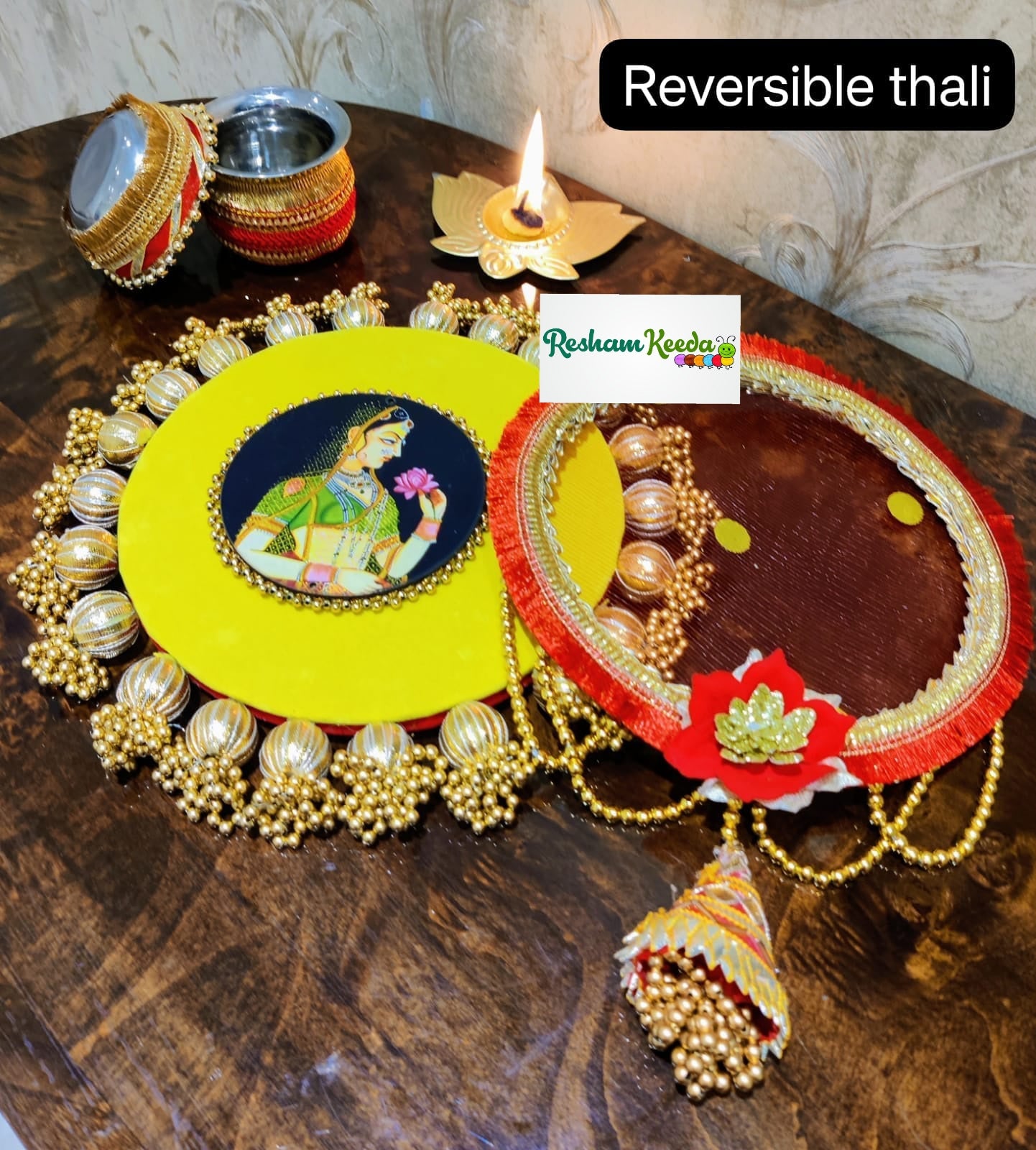 Pooja Thali Reversible Karva Set for Diwali Karvachauth Festival