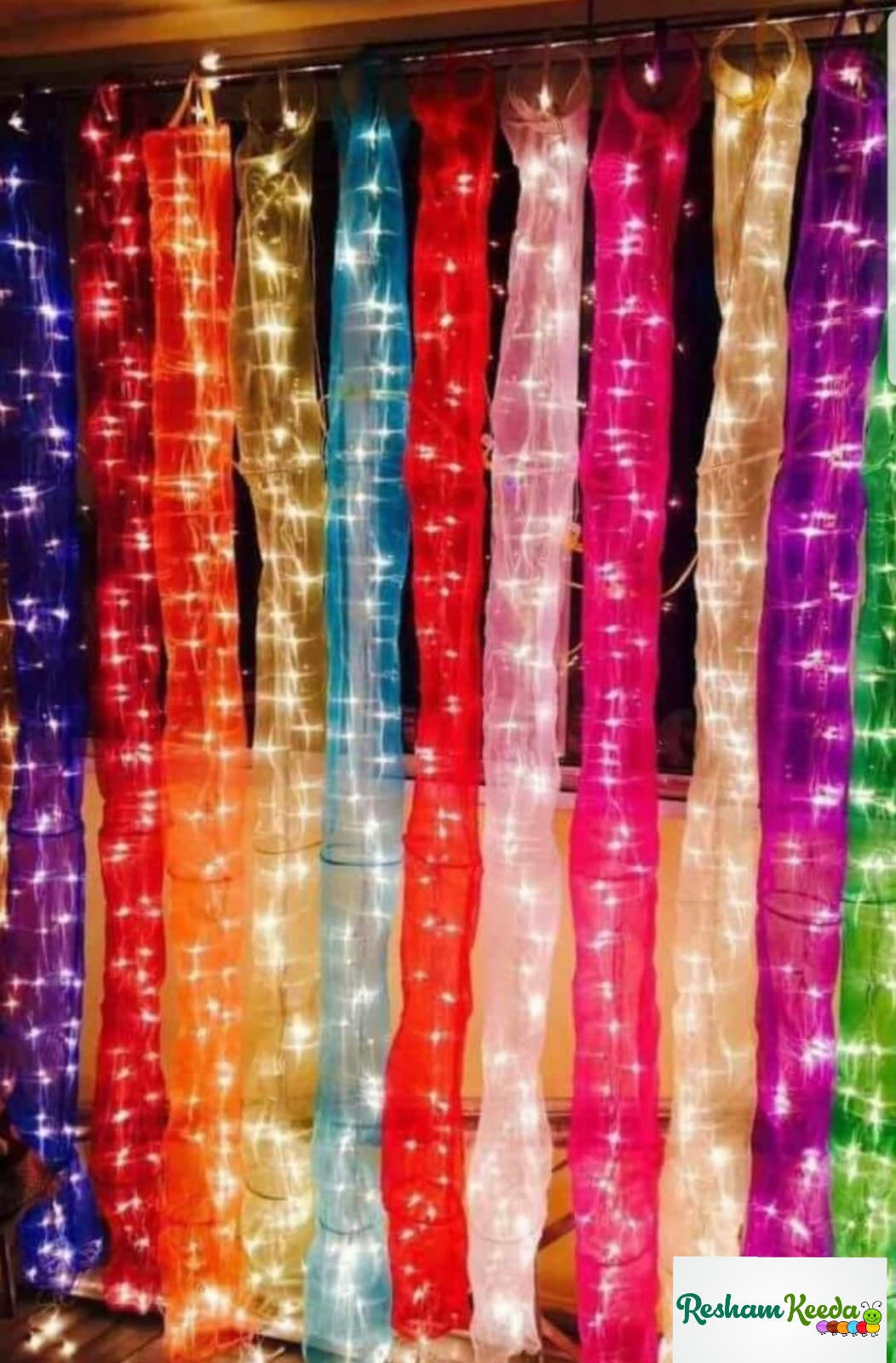 Easy-to-Hang Colorful Organza LED Light Curtains Backdrop for Birthday / Diwali / Ganesh Pooja / Navratri/ House Warming Parties/ Events & Festive Decoration