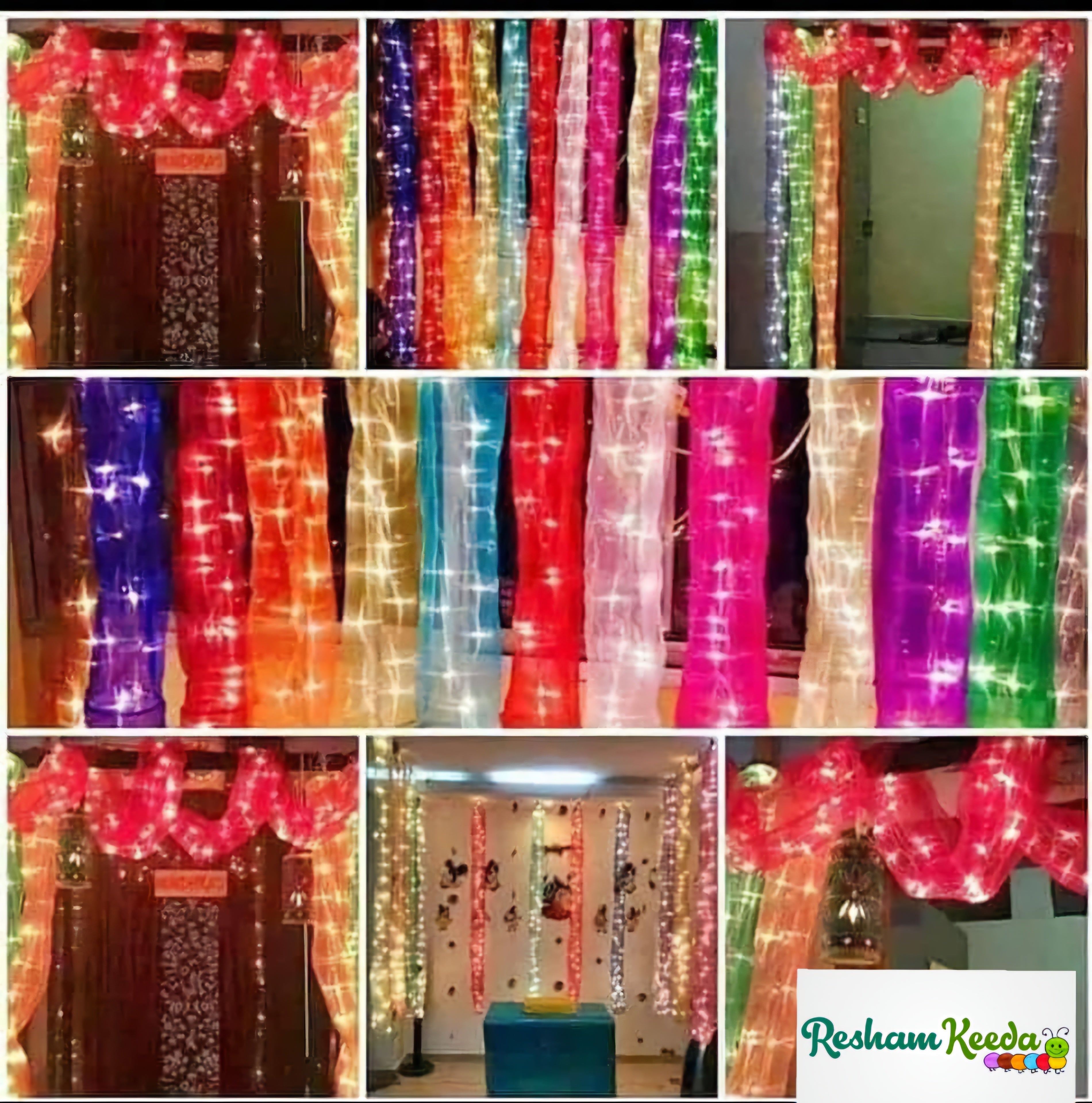 Easy-to-Hang Colorful Organza LED Light Curtains Backdrop for Birthday / Diwali / Ganesh Pooja / Navratri/ House Warming Parties/ Events & Festive Decoration