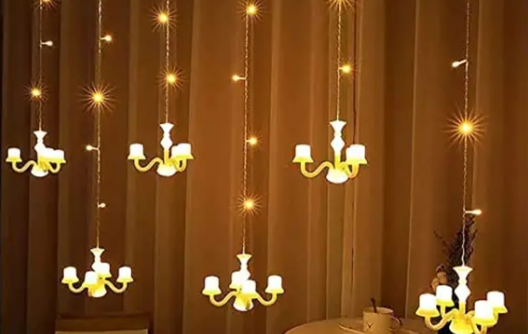 Easy-to-Hang Chandelier Curtain Lights for Diwali / Ganesh Pooja / Home / Events & Festive Decoration