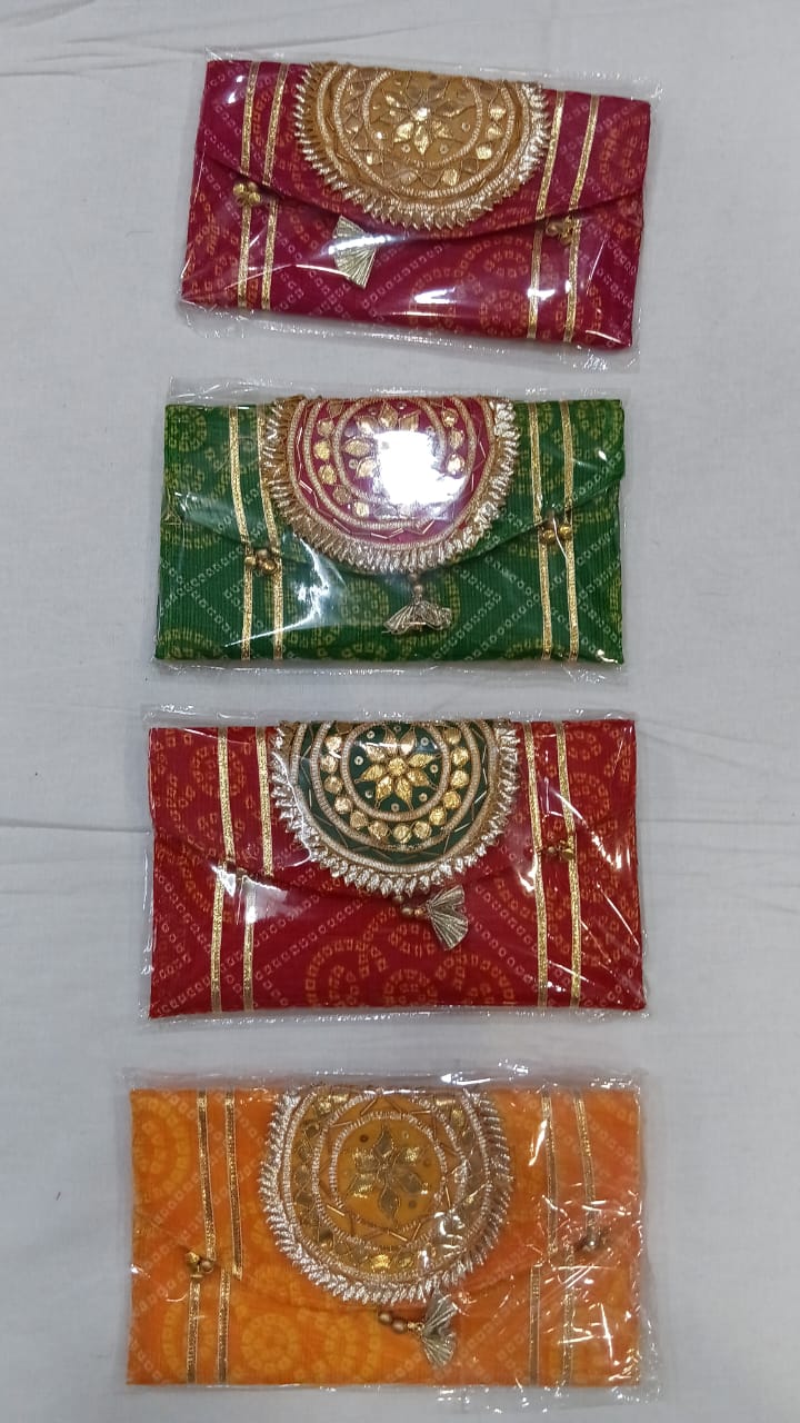 Beautiful Gota Patti Bandhani Bandhej Print Shagun Lifafa Envelopes For Haldi Mehendi Return Favours Giveaways and Wedding Festive Gifting (Pack of 20 pcs)