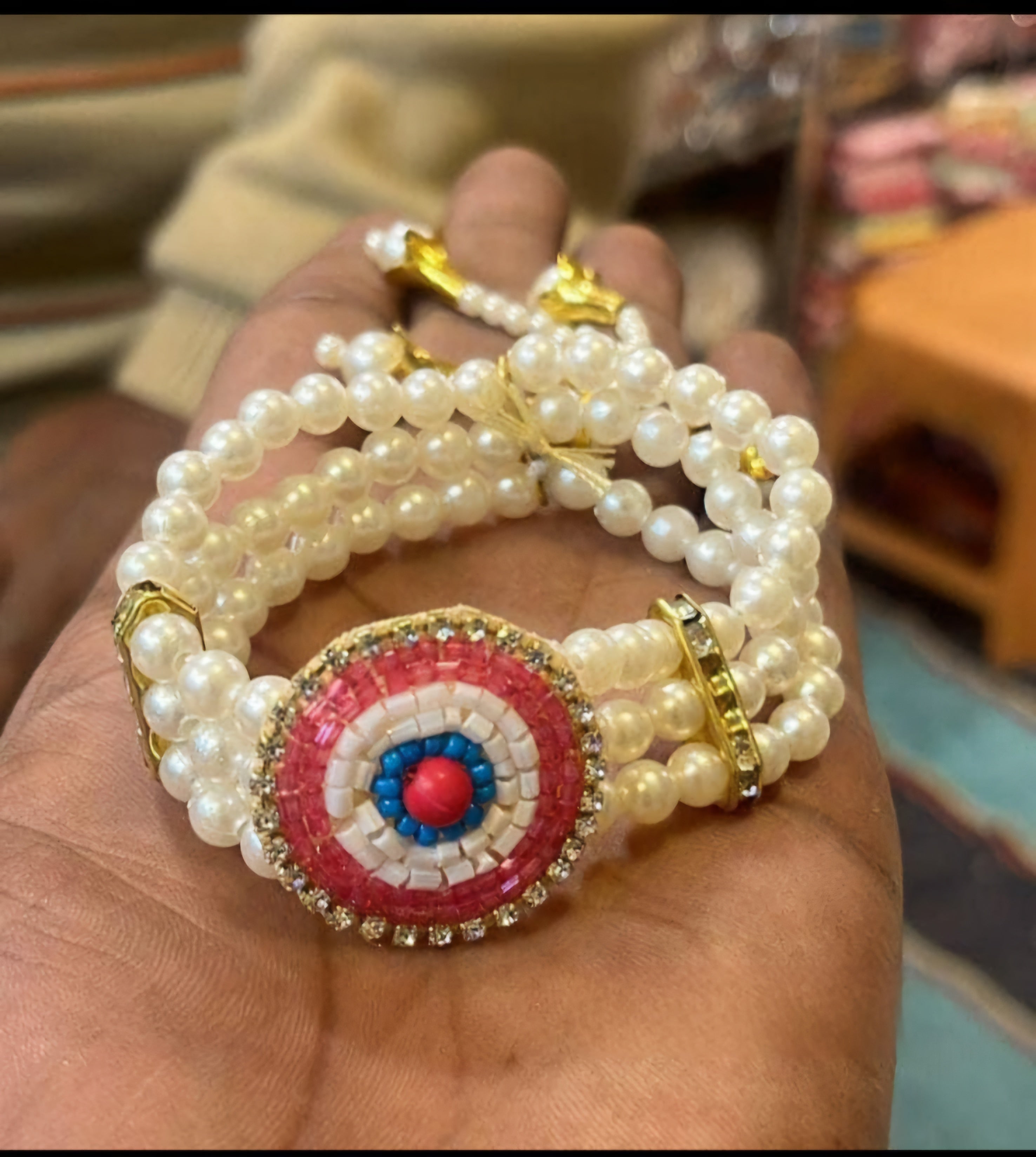 Beautiful Kundan and Motifs Evil Eye Bracelet for Return Favours Gifting Giveaways in Haldi Mehendi Swagat Baarat Wedding and Other Events (Pack of 10)