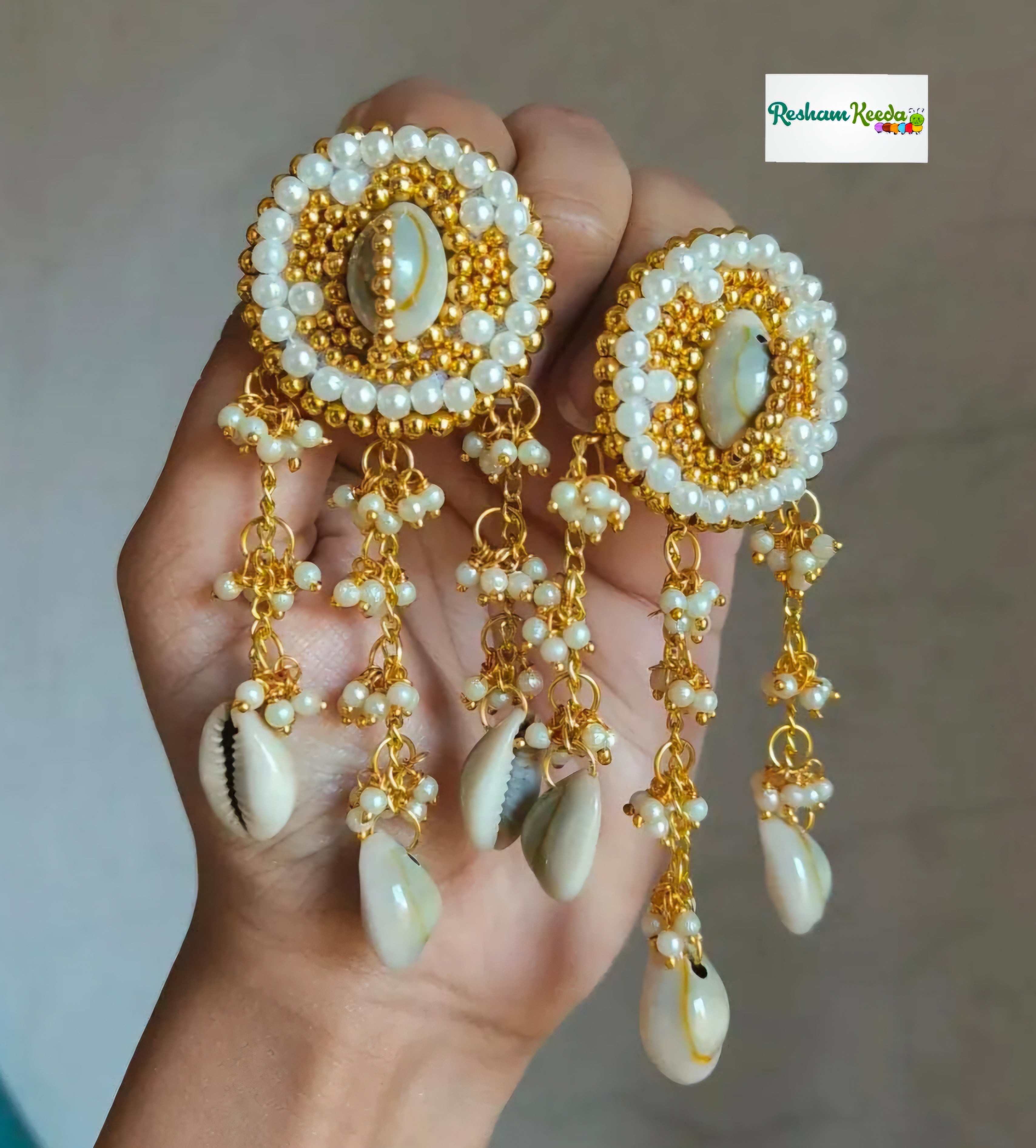 Beautiful Customizable Real Shells Kaudi Shankh Complete Jewelery Set for Bridal Haldi Mehendi Ceremony Wedding and All Other Events