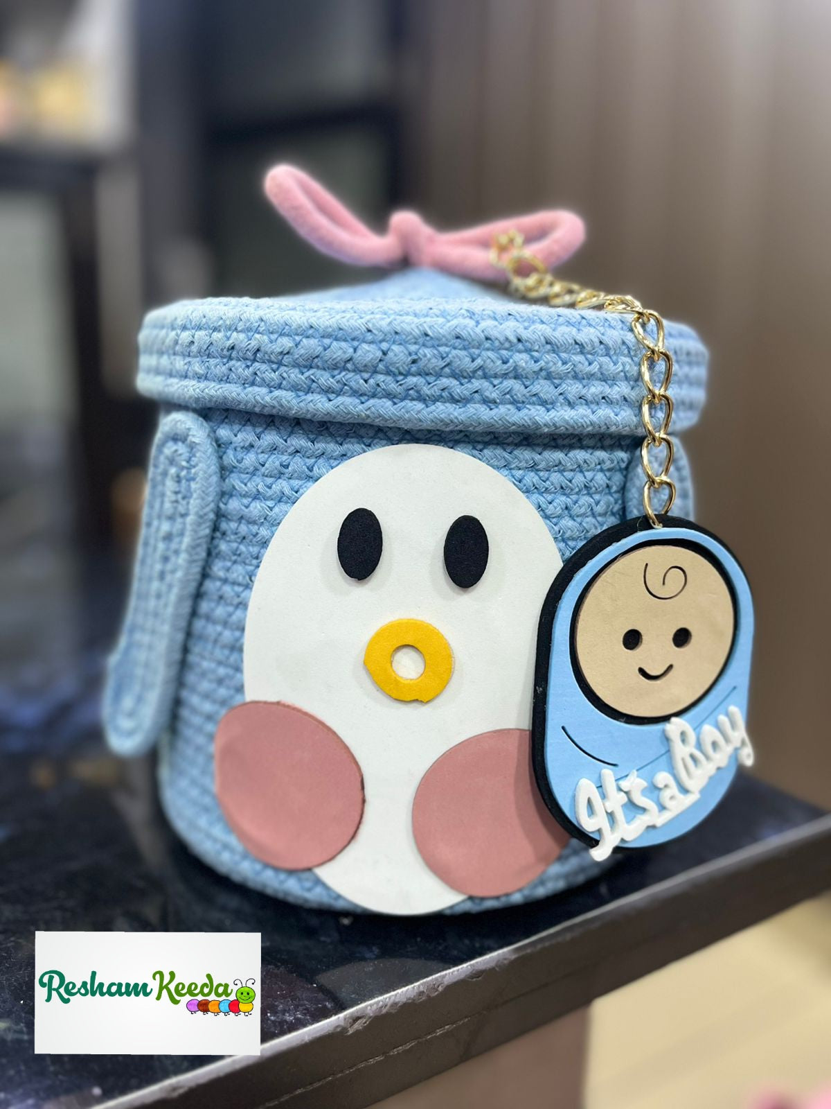 Exclusive Penguin Theme Cotton Baskets for Baby Shower Return Favours, Gifting and Multipurpose Storage Usage